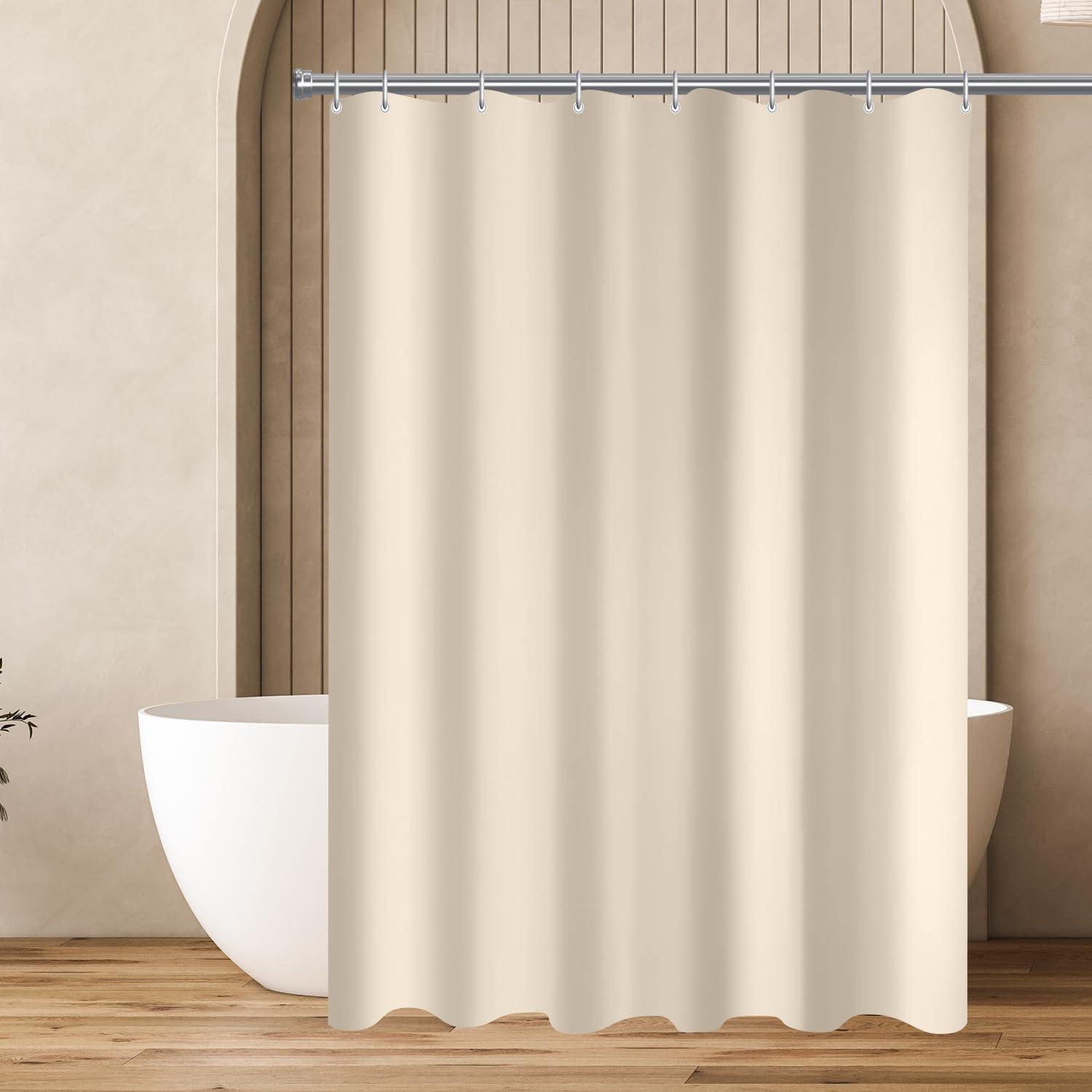 Duschvorhang 150x190 Cm Beige, Wasserabweisend, Antischimmel, Waschbar, Beschwerter Saum