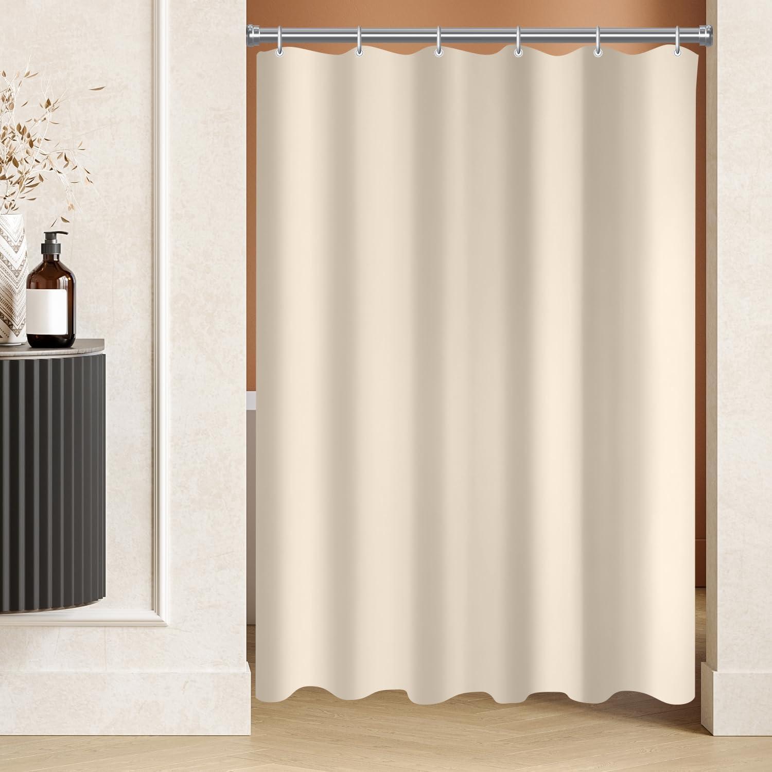 Duschvorhang 90x90 Cm Beige, Wasserabweisend, Beschwerter Saum, Waschbar