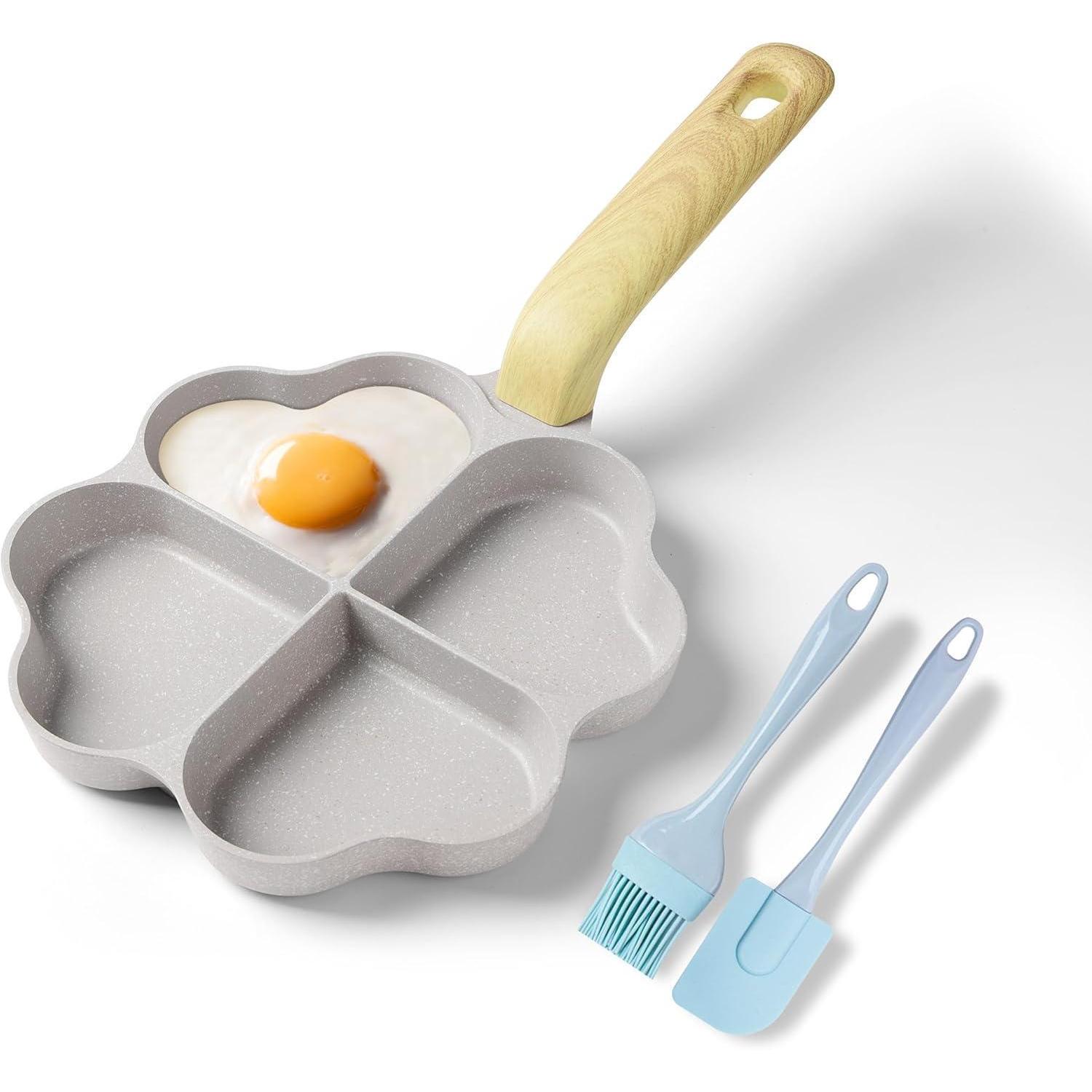 4-loch Herzform Omelettpfanne Antihaft Induktion Beige