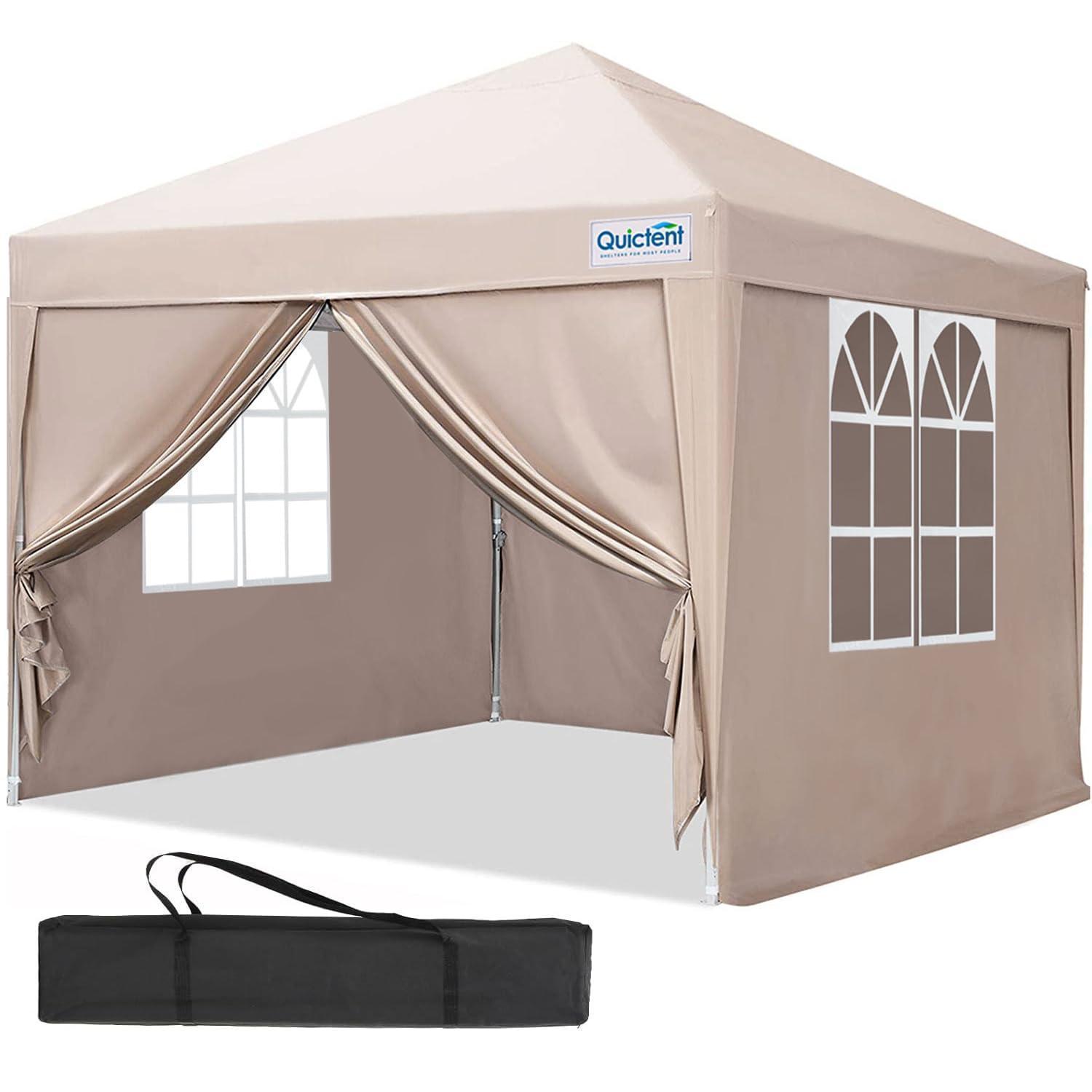 Faltpavillon 2x2m Wasserdicht Mit Seitenwänden, Uv-schutz 50+, Stahlrahmen, Beige