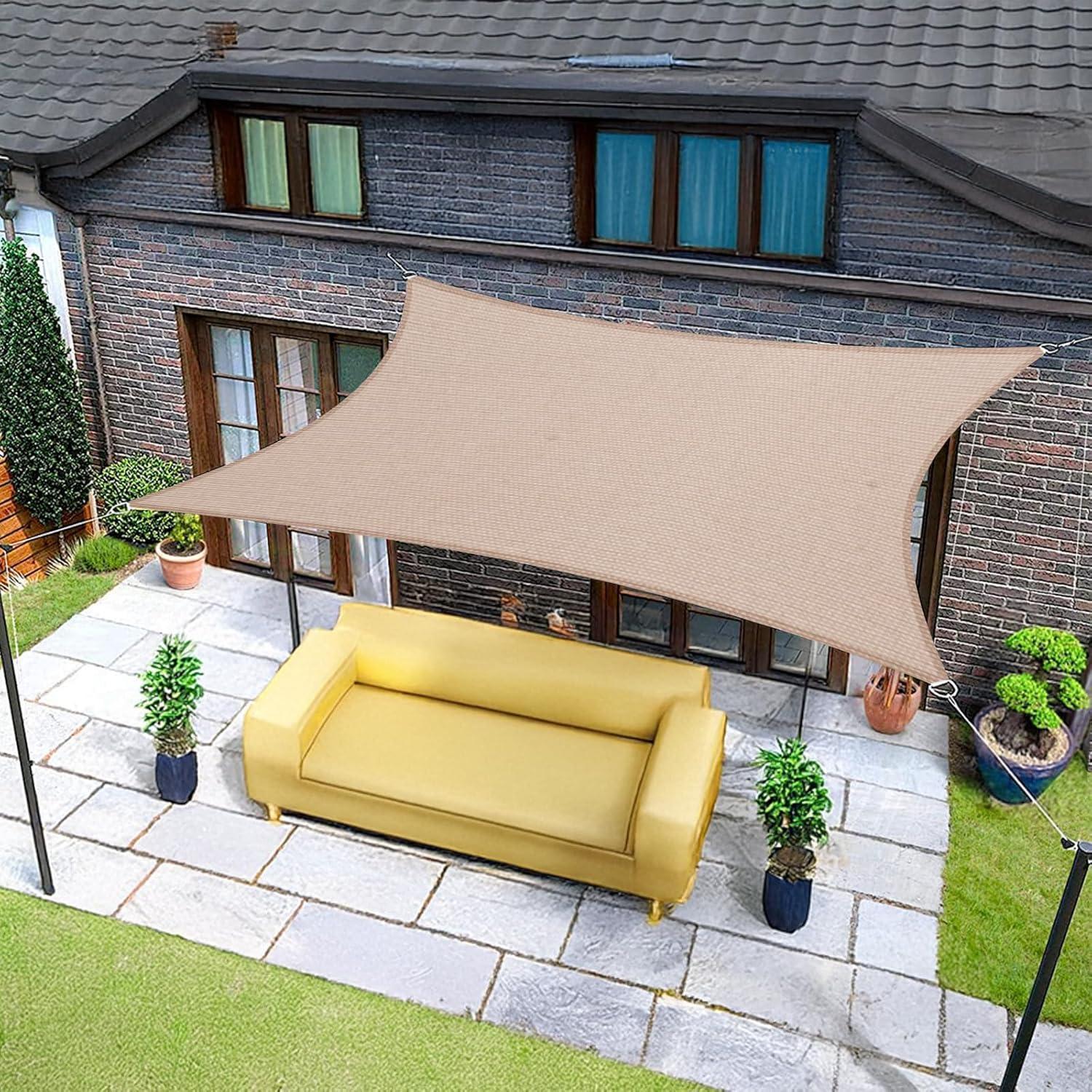 Rechteckiges Sonnensegel 3.5x4.5m Wasserdicht 95% Uv-schutz Taupe