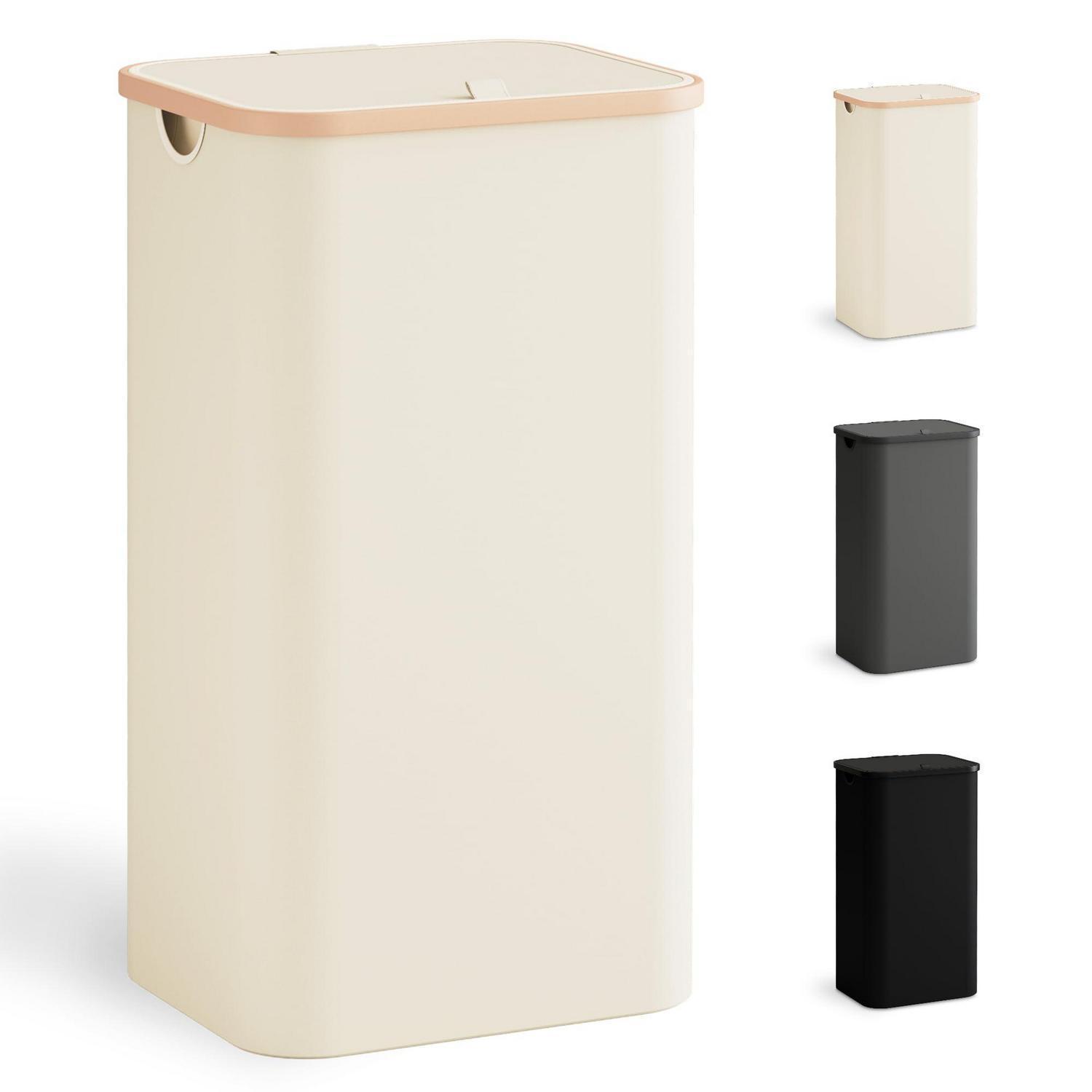 Wäschekorb 100l Mit Deckel, Faltbar, Schmal, Beige
