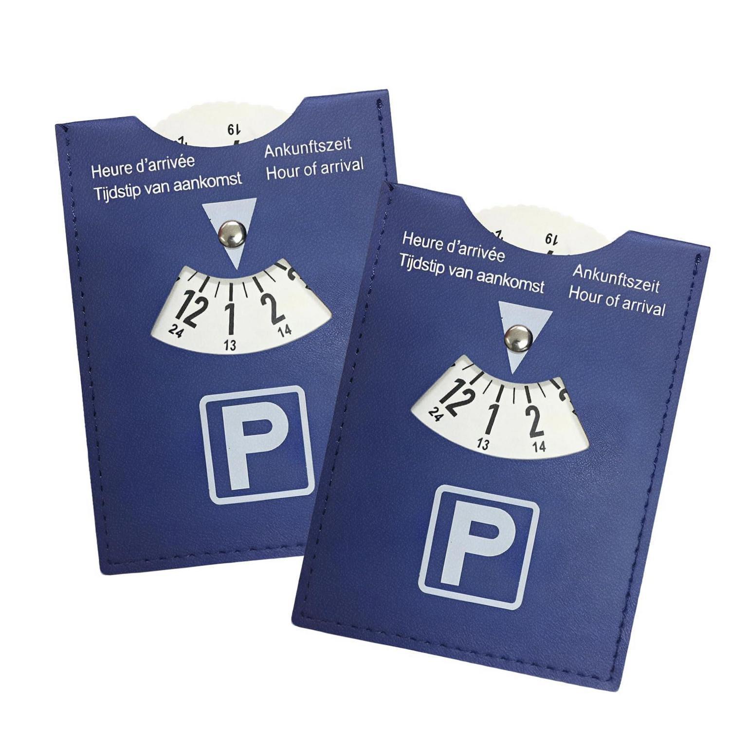 2er Set Parkscheibe Ankunftszeit 11x15cm Blau Kunstleder Für Auto Motorrad Wohnmobil