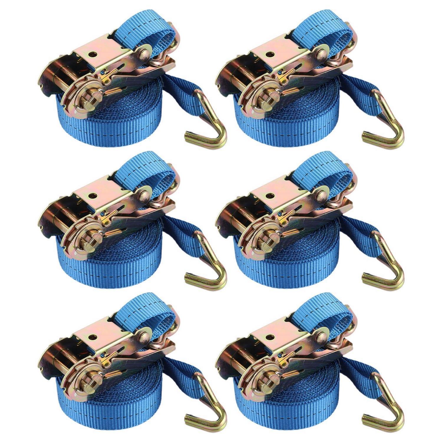 6er Set Spanngurte Mit Haken, 5m, 850kg, 25mm Ratschengurte Zur Ladungssicherung