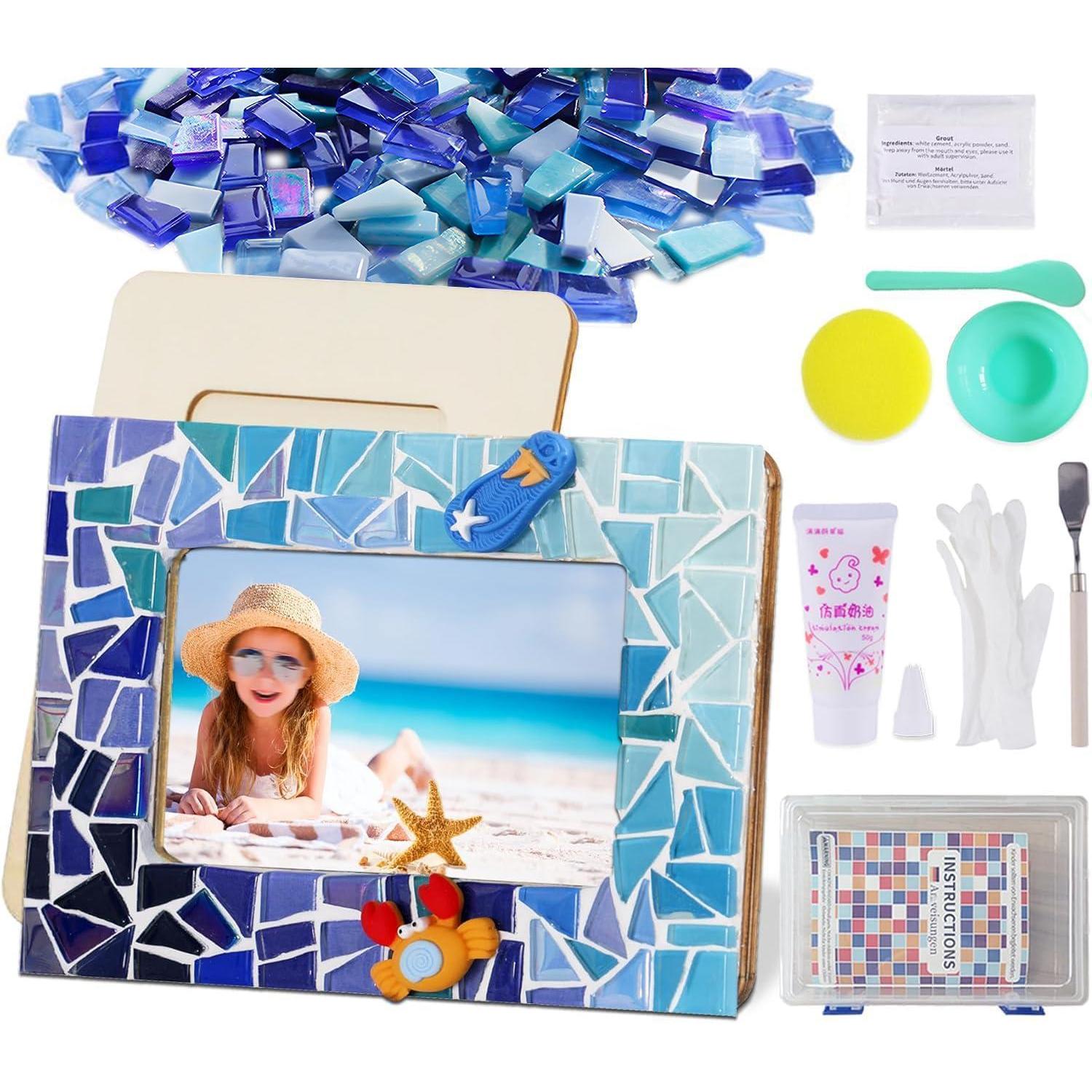 Diy Mosaik Bilderrahmen Bastelset Für Erwachsene Und Kinder, Blau