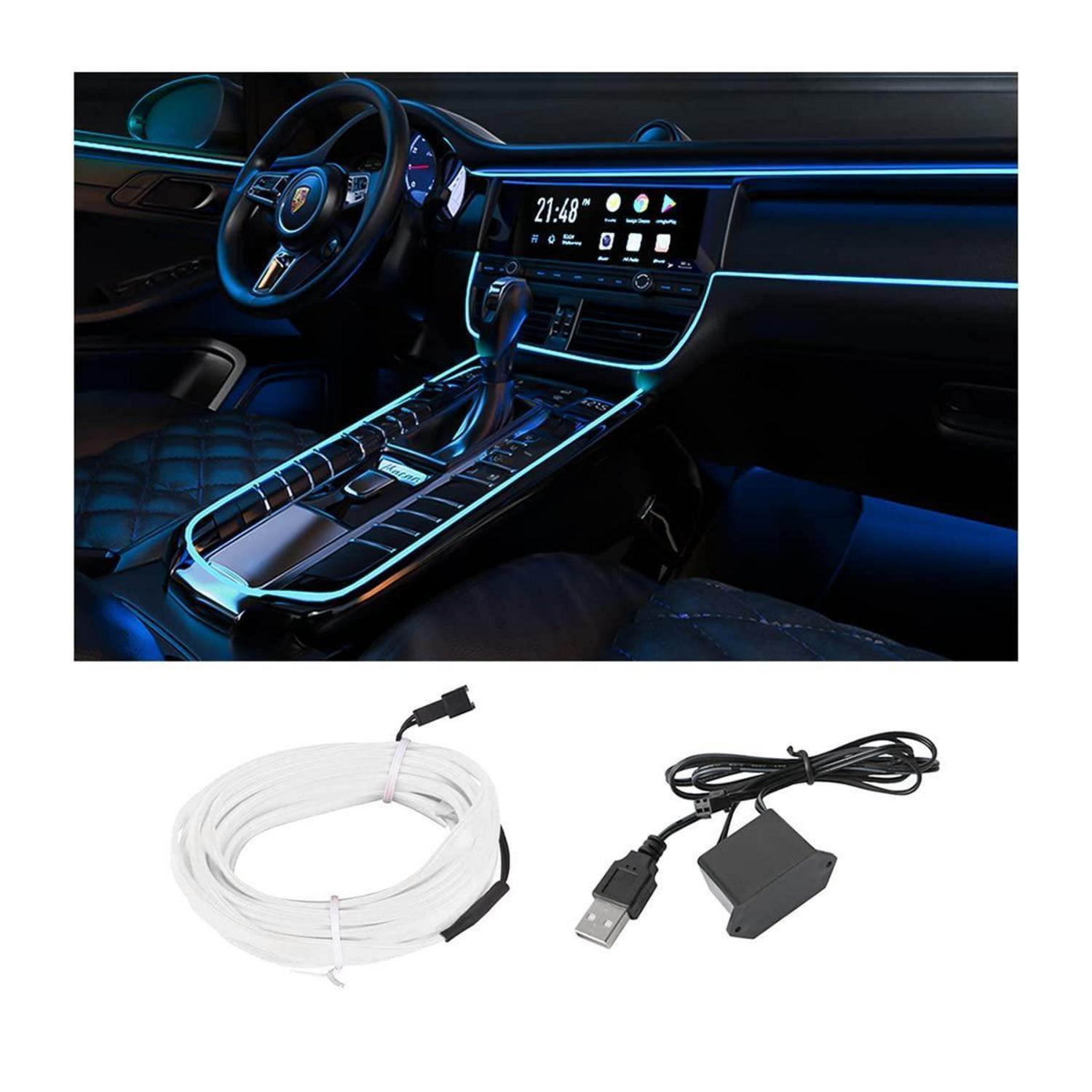 Auto Led Innenbeleuchtung 500cm Blau, Flexibel, Diy, Zigarettenanzünder