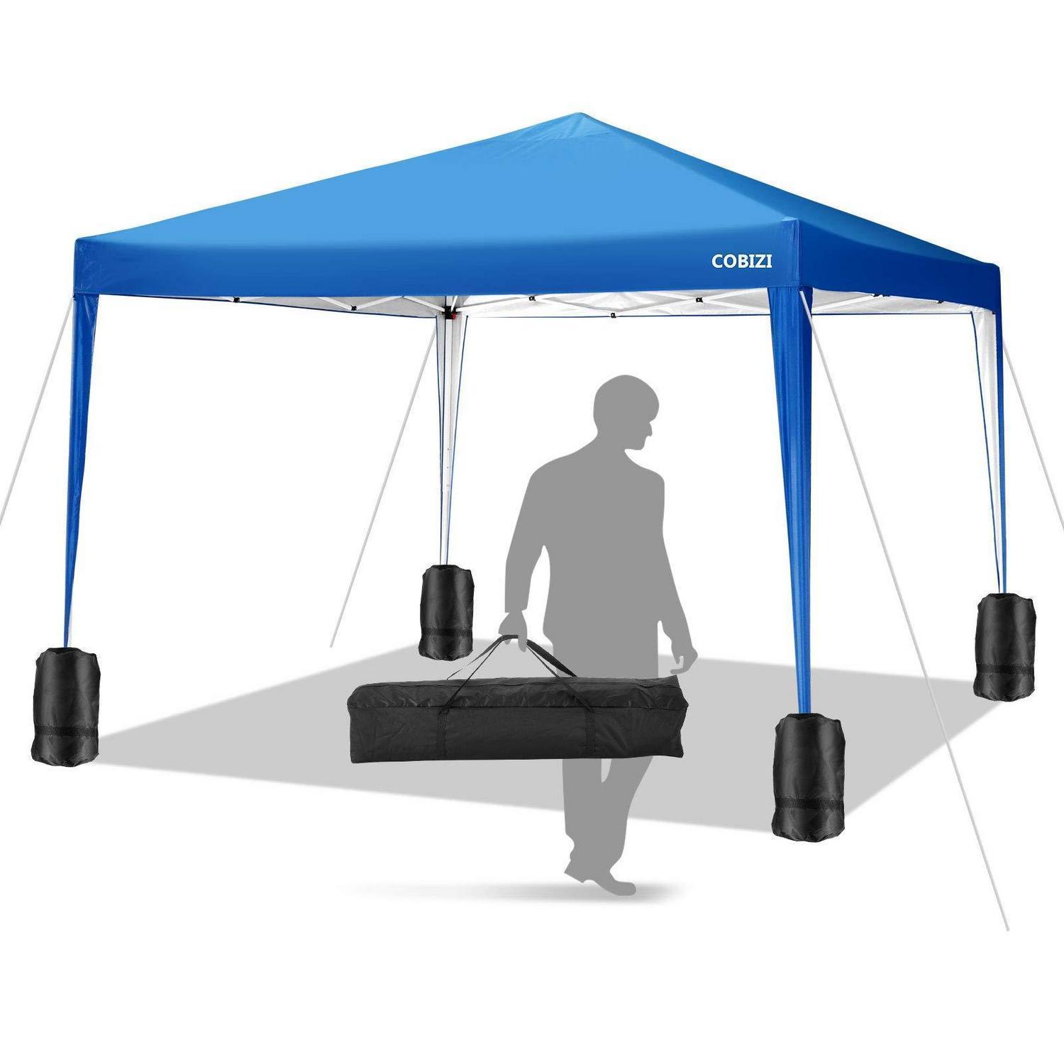 Faltpavillon 3x3m Wasserdicht Mit Rolltasche, Blau, Verstellbare Höhe