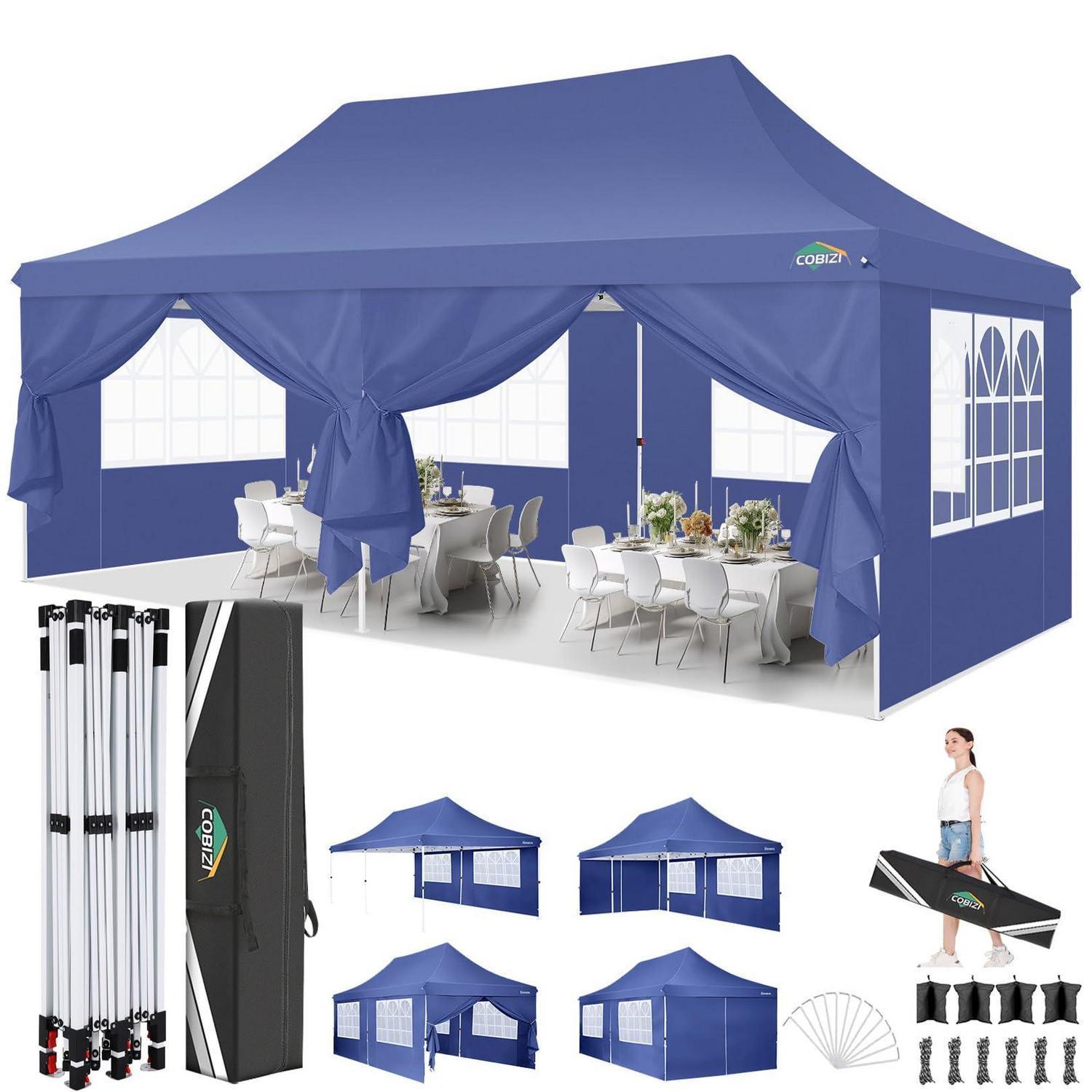 Faltpavillon 3x6m Wasserdicht, Stabil, Uv-schutz, Mit 6 Seitenwänden