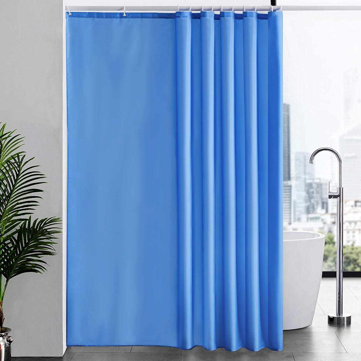 Duschvorhang Überlänge 200x240cm, Anti-schimmel, Blau, Polyester, Waschbar, Inkl. 12 Haken