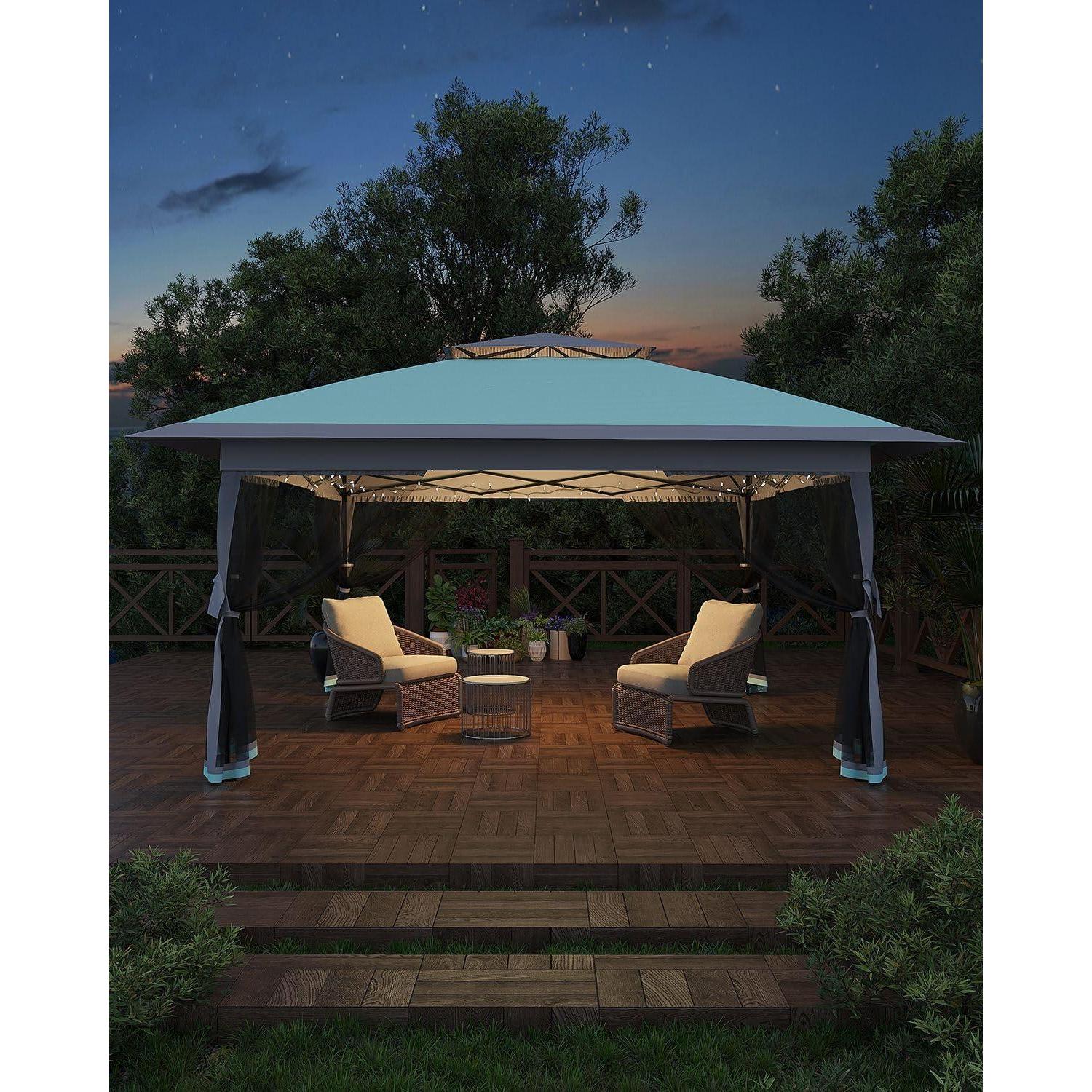 Faltpavillon 3x3m Mit Moskitonetz, Wasserdicht, Uv-schutz 50+