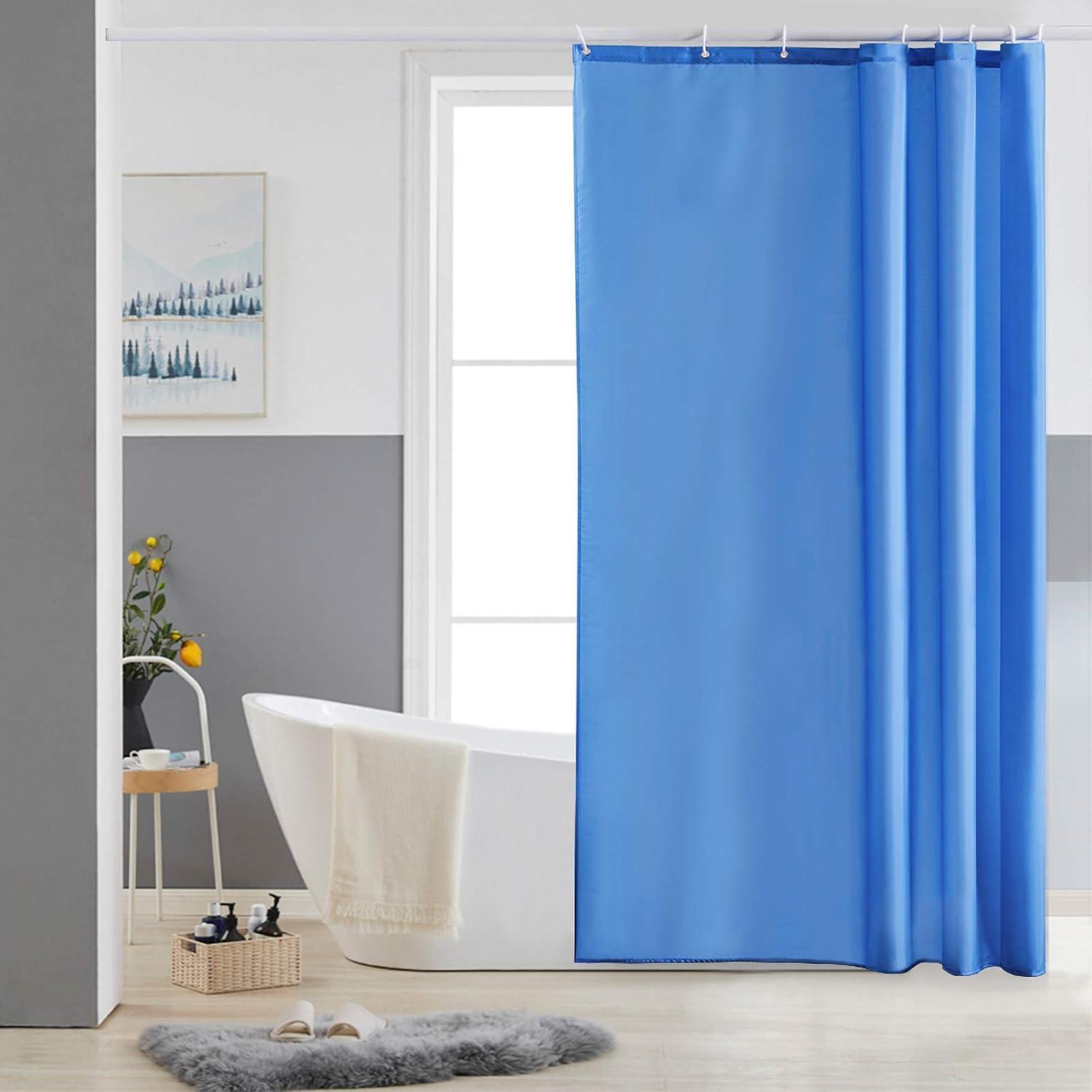 Duschvorhang 120x180cm Textil Blau, Schimmelresistent, Wasserabweisend, Waschbar