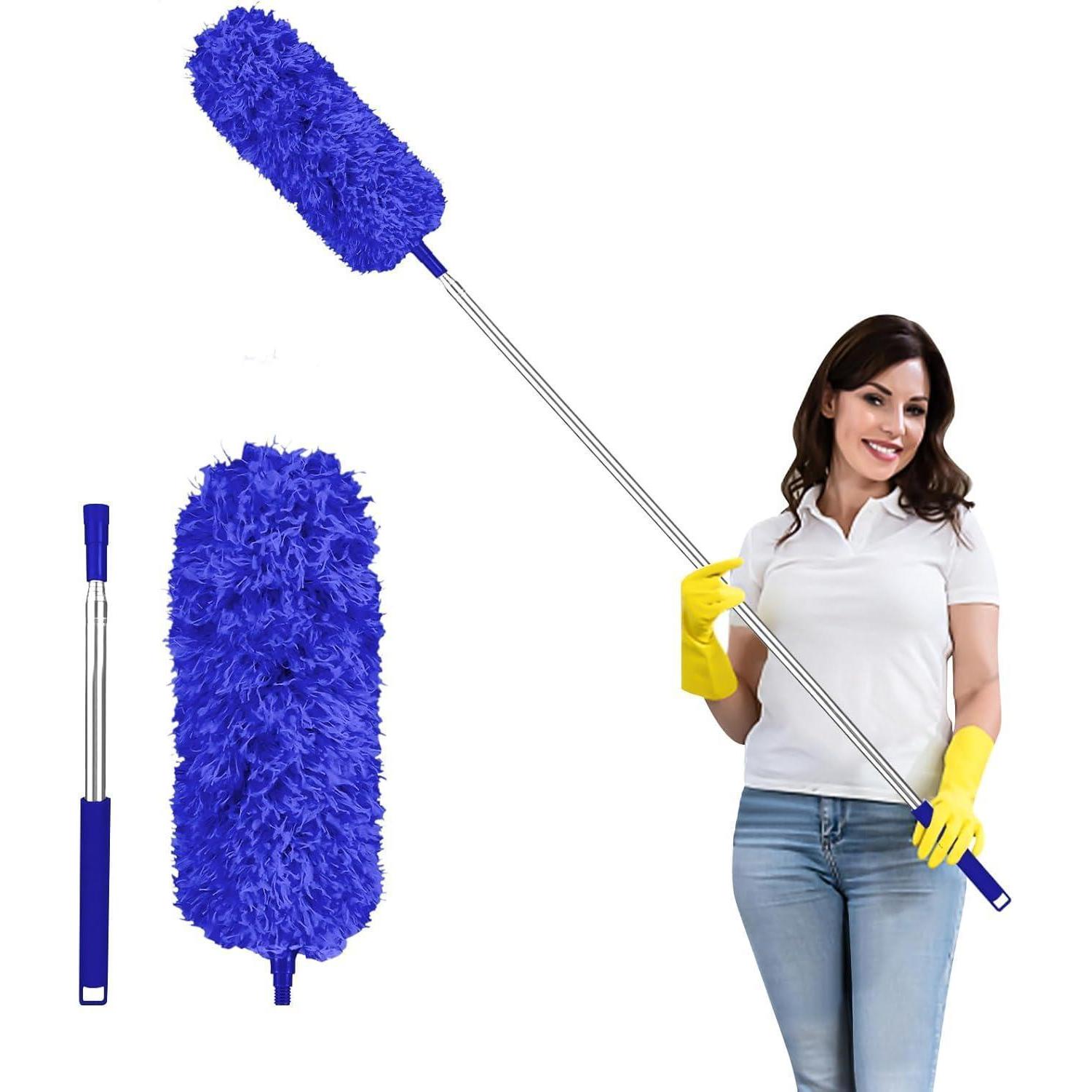 Teleskop Staubwedel Ausziehbar Bis 237cm, Waschbar, Mit Silikonkappe, Dunkelblau