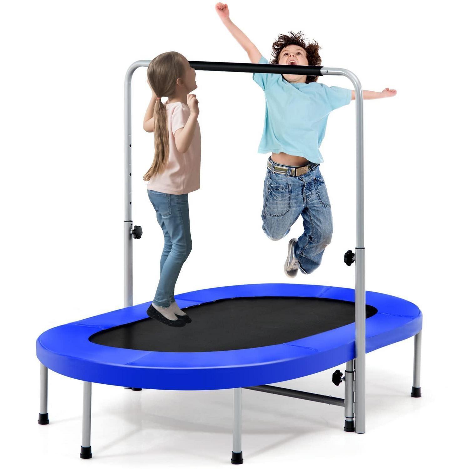 Klappbares Trampolin Für 2 Personen Mit Verstellbarem Haltegriff, Bis 150 Kg Belastbar