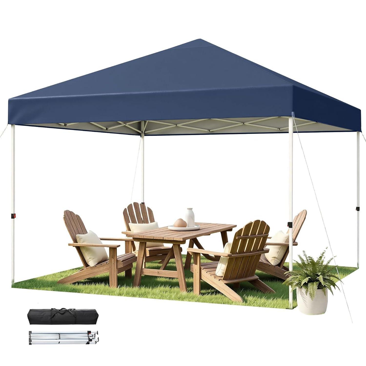 Faltpavillon 3x3m Wasserdicht Uv50+ Höhenverstellbar Blau Mit Tragetasche