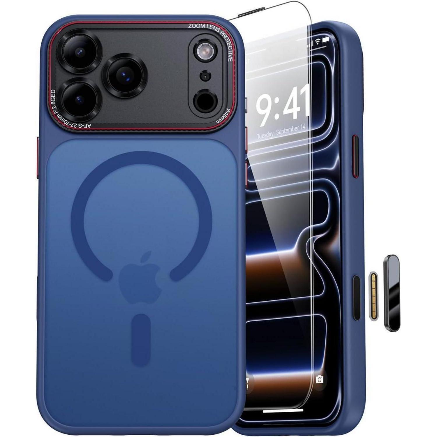 Iphone 17 Pro Hülle Magsafe Militärschutz Kameraschutz Tiefblau