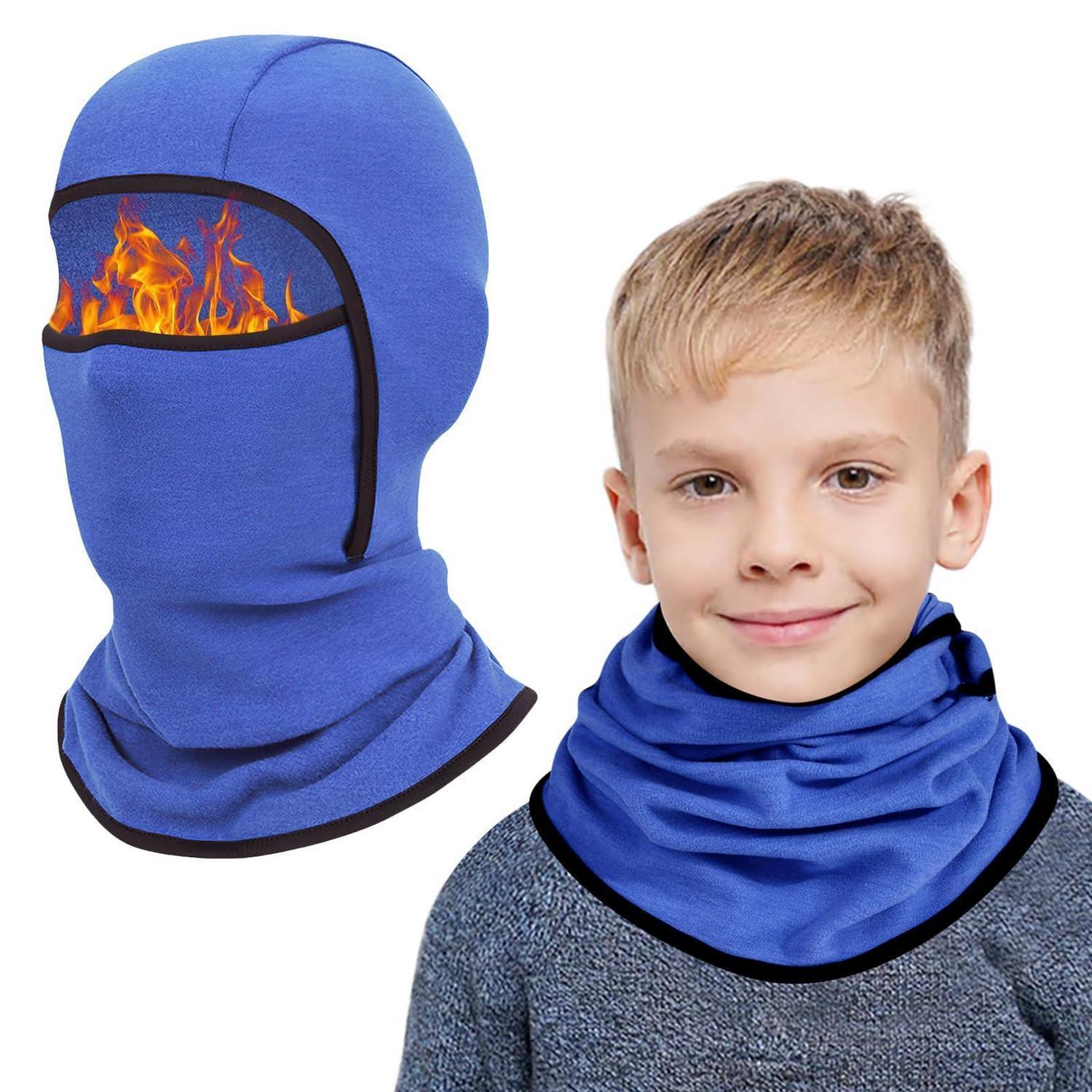 Kinder Sturmhaube Winter 6-14 Jahre, Winddicht Warm Skimaske Mit Halswärmer, Königsblau