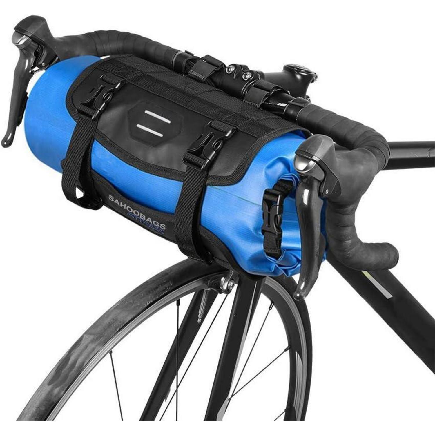 Wasserdichte Fahrrad-lenkertasche 3-7l, Verstellbar, Blau, Mit Rollverschluss