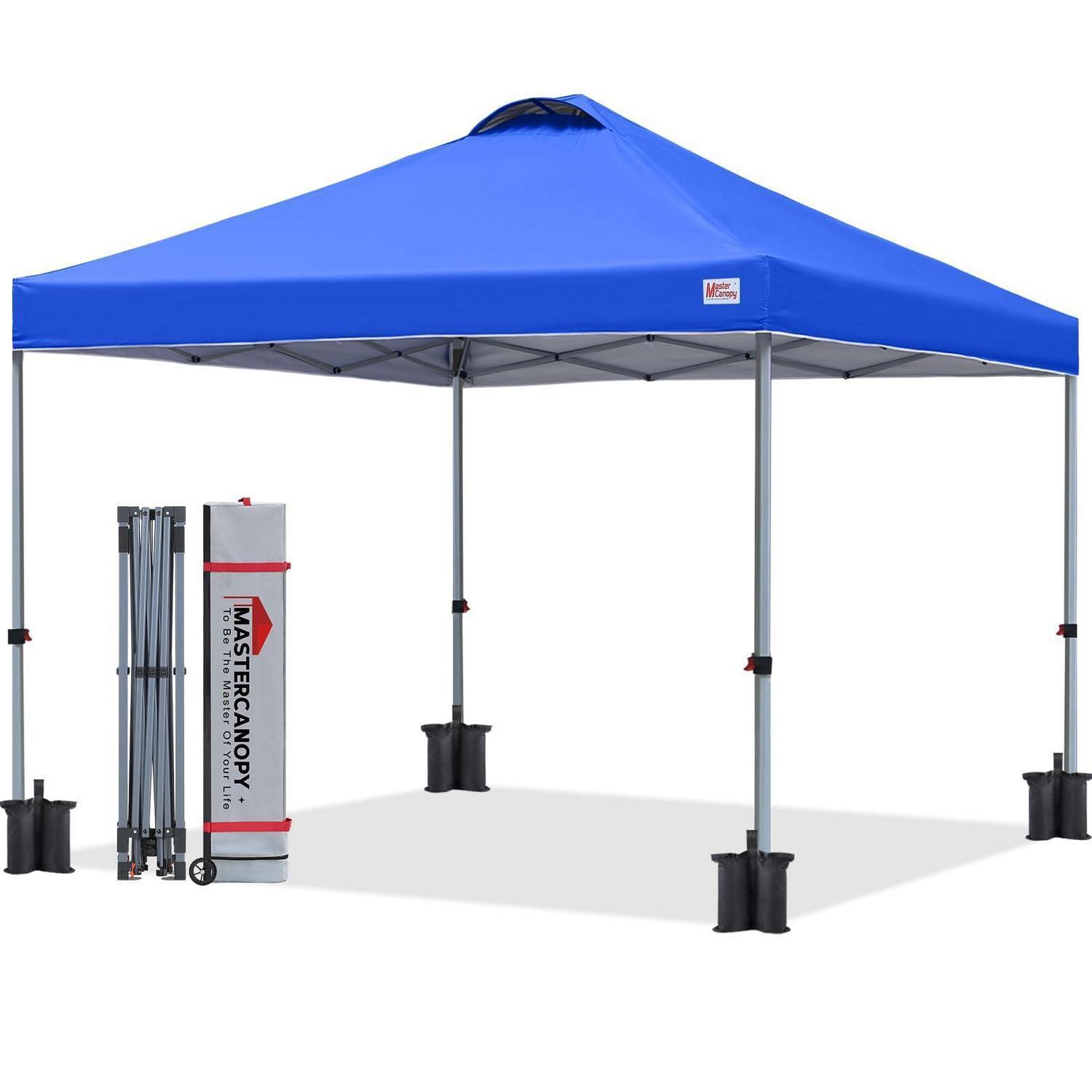 Pop-up Pavillon 2,5x2,5m Blau, 3-fach Höhenverstellbar, Upf50+, Wasserabweisend, Inkl. Tasche
