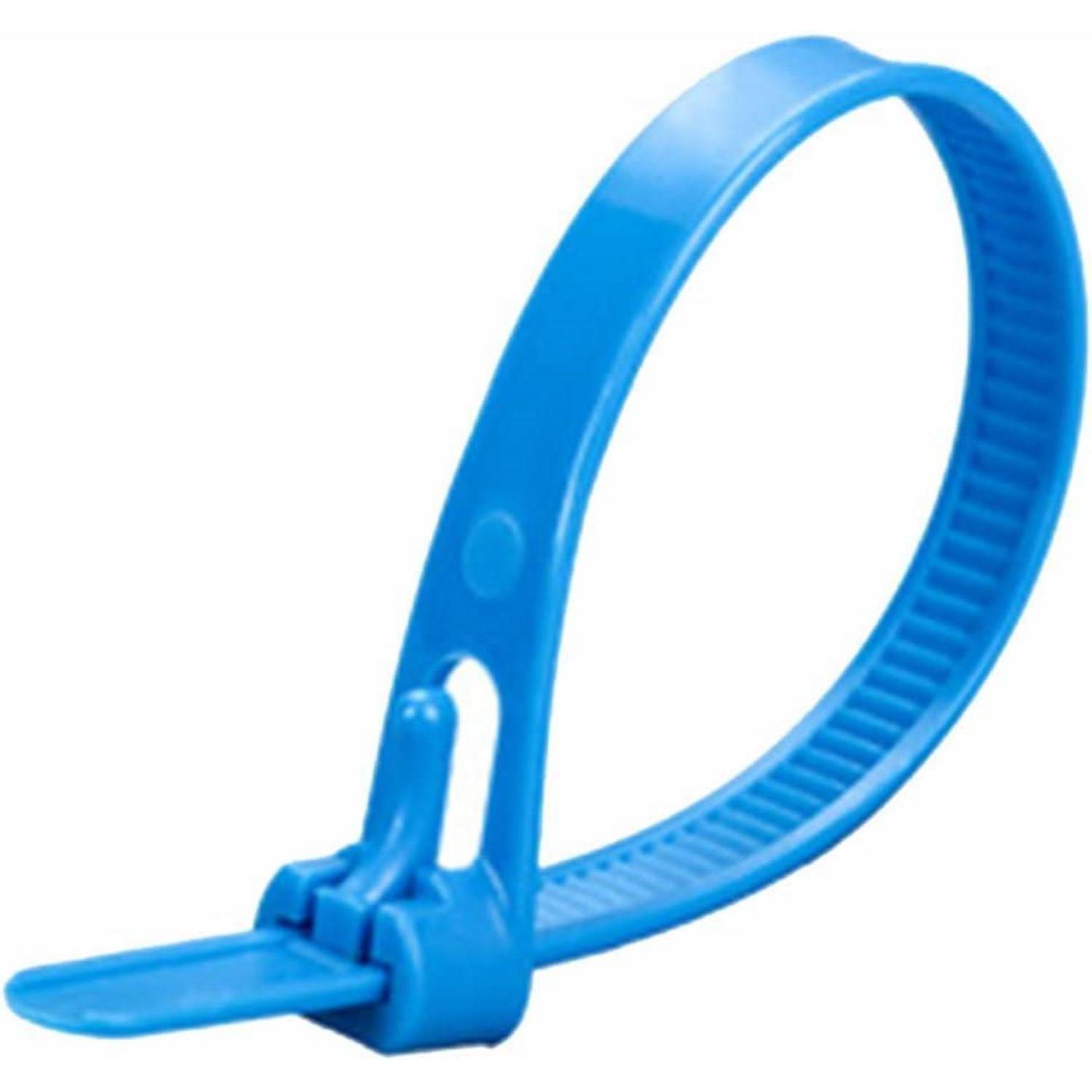 Wiederverschließbare Kabelbinder 300mm X 7,6mm Blau, Uv-beständig, 100 Stück