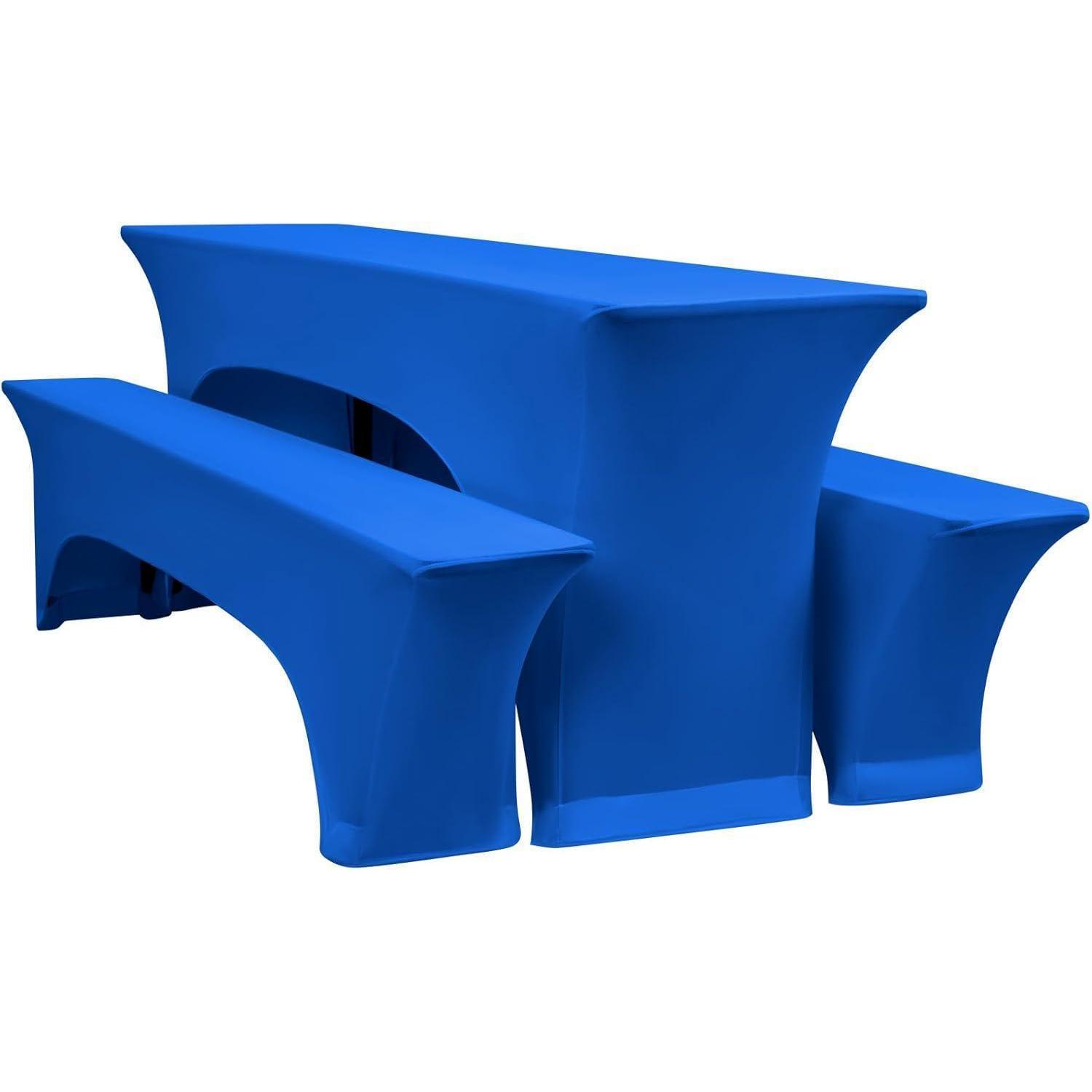 Biertischhussen 3er-set Blau, Elastisch, 220x50cm, Für Bierzeltgarnitur