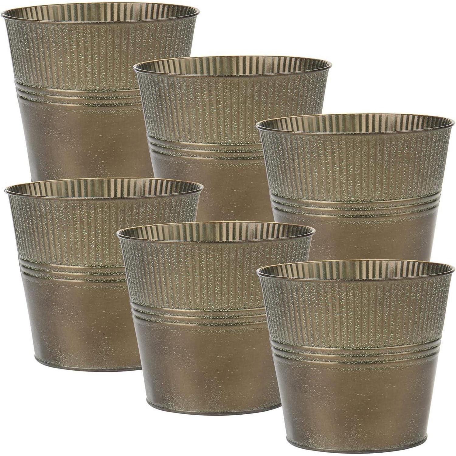 6er Set Blumentöpfe Verzinkter Stahl Vintage Braun Für Innen & Außen