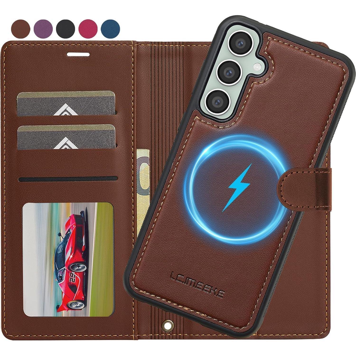 Handyhülle Für Samsung Galaxy A15 4g/5g, Abnehmbar, Kartenfach, Leder, Rfid, Braun