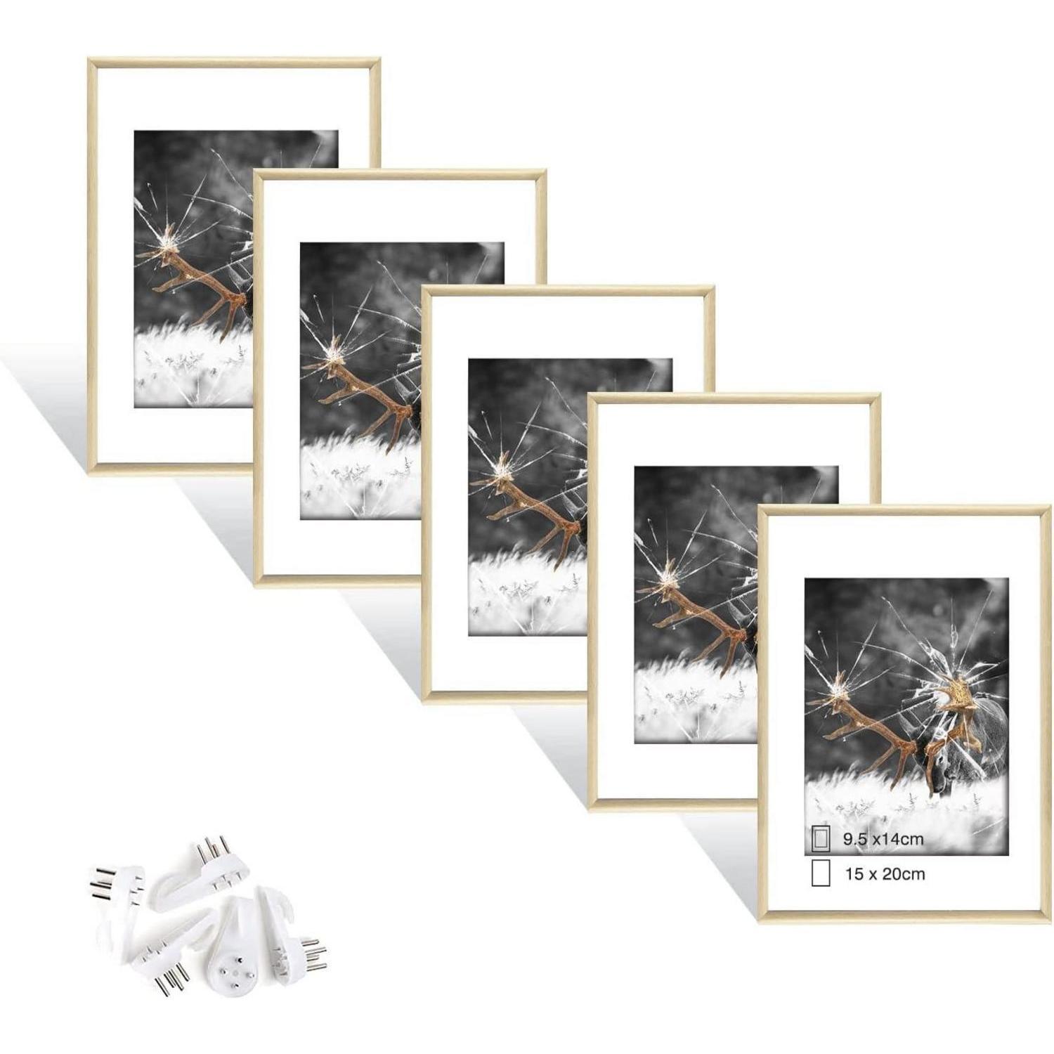 5er Set Bilderrahmen 15x20 Cm Holz Mit Plexiglas, Hoch- Und Querformat