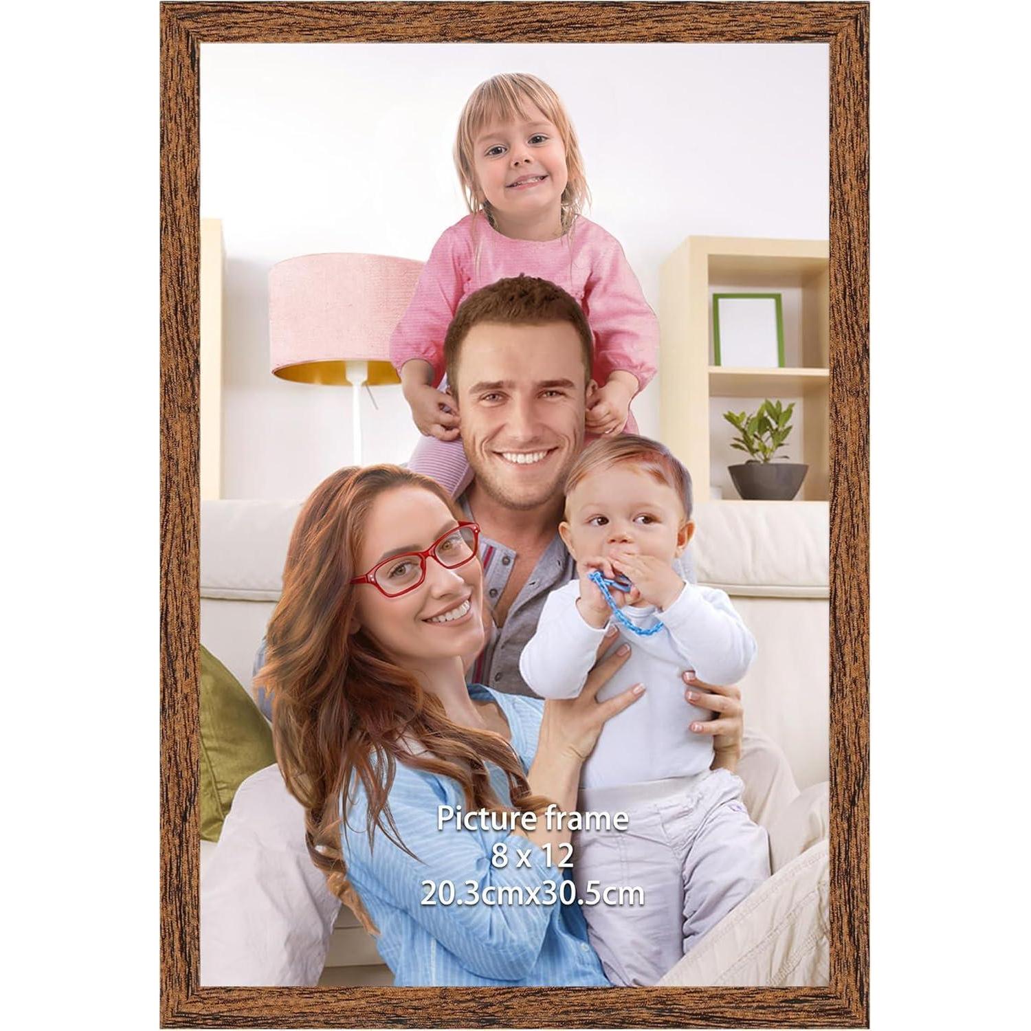 Bilderrahmen 20x30 Cm Walnussbraun Mit Holzmaserung, Kunststoff, Wand- & Tischaufsteller