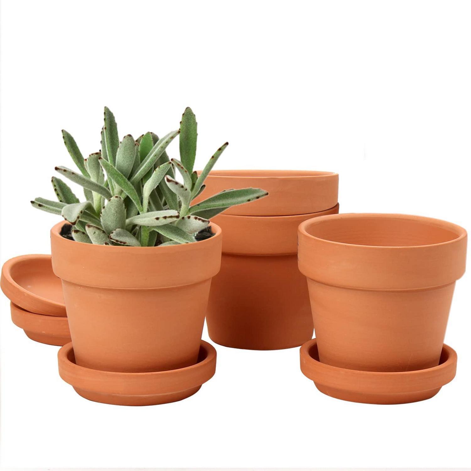4er Set Terrakotta Blumentöpfe 13cm Mit Untersetzer Und Ablaufloch