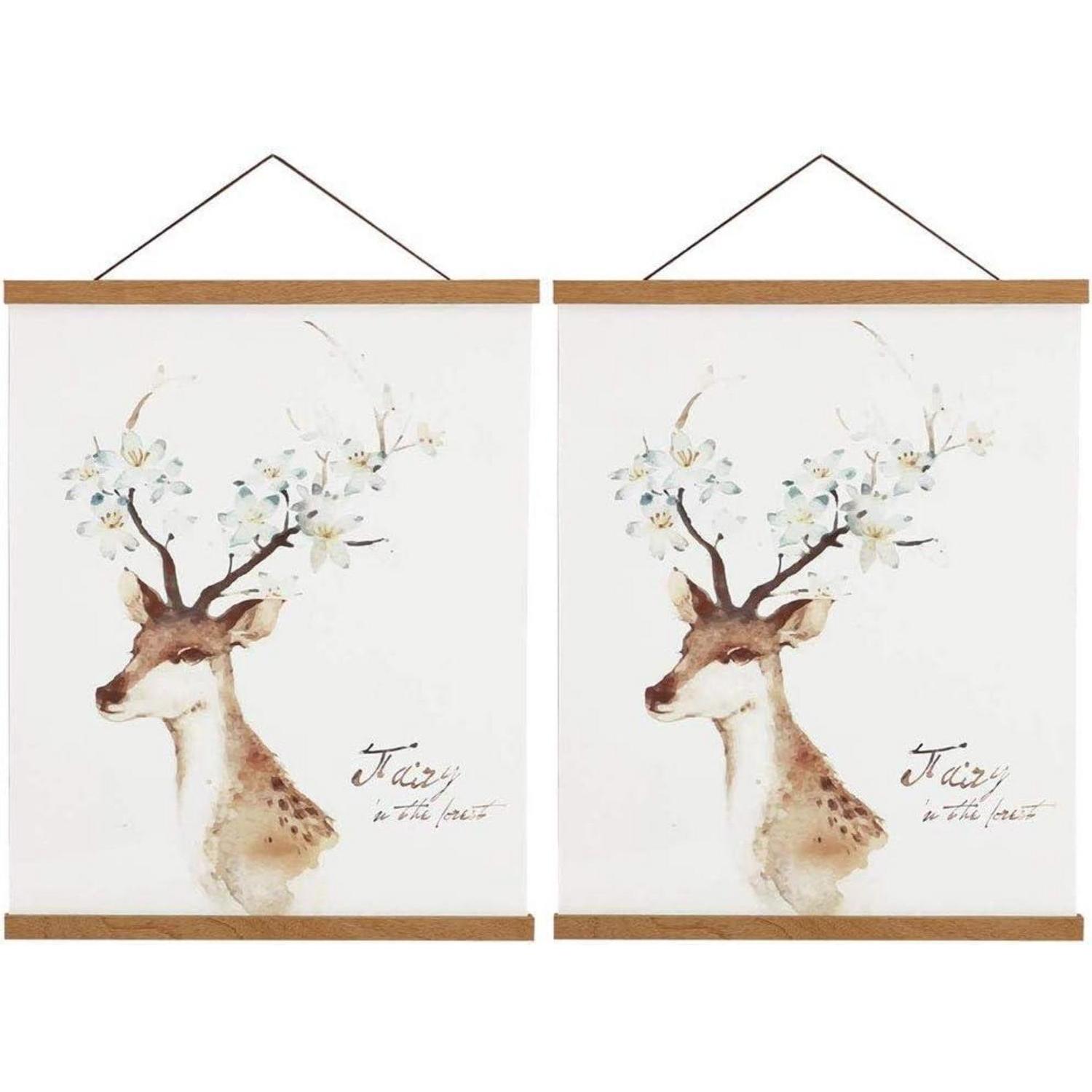 Posterleiste 84cm Teak Holz Magnetisch Bild Aufhänger 2er Pack