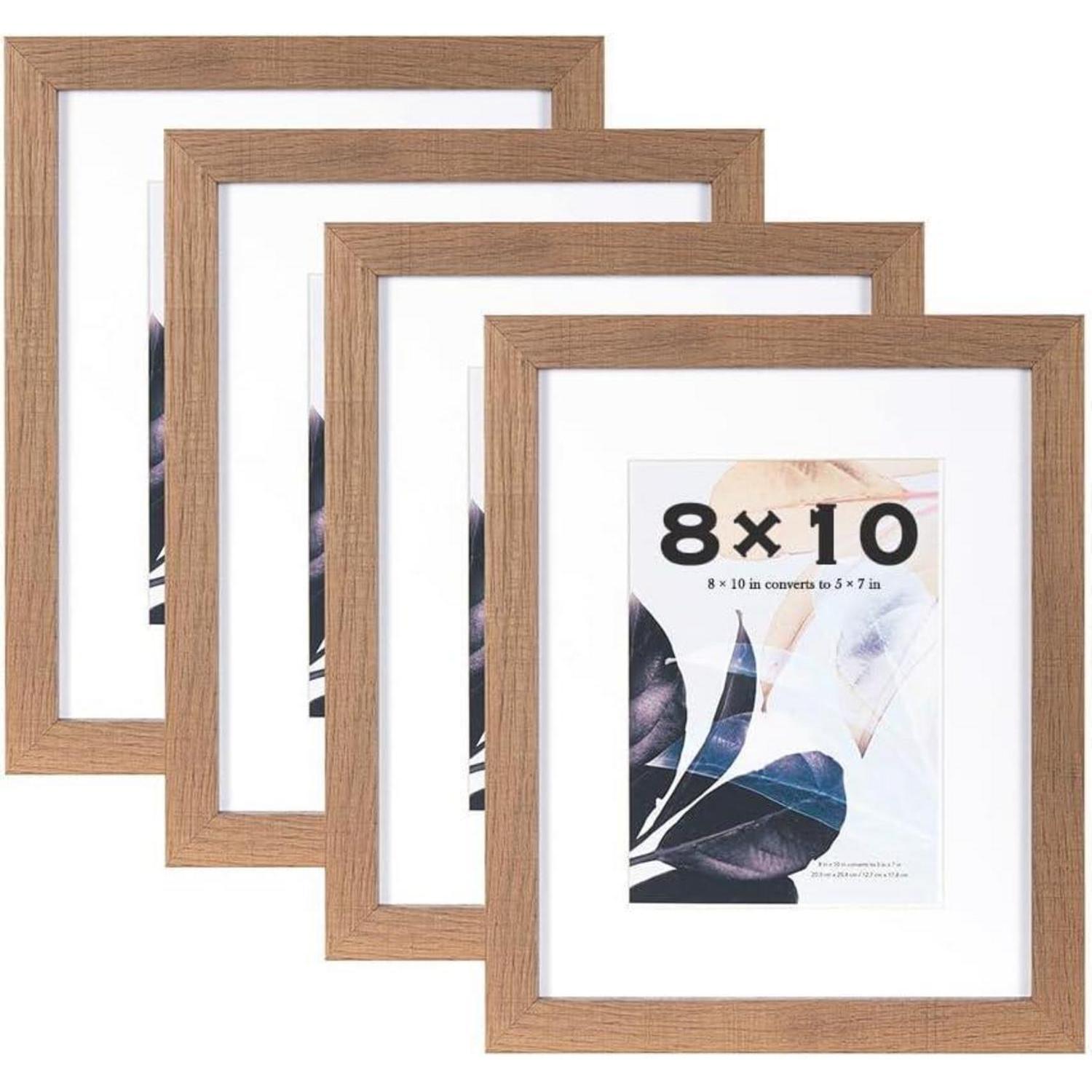 Bilderrahmen Holz 4er Set 25,4x20,3cm Braun Mit Passepartout Wandmontage Tischaufsteller