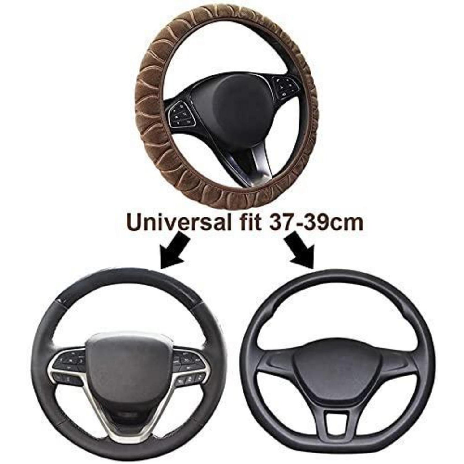 Universal Lenkradbezug Plüsch 37-39cm Braun Winter Warm Anti-rutsch