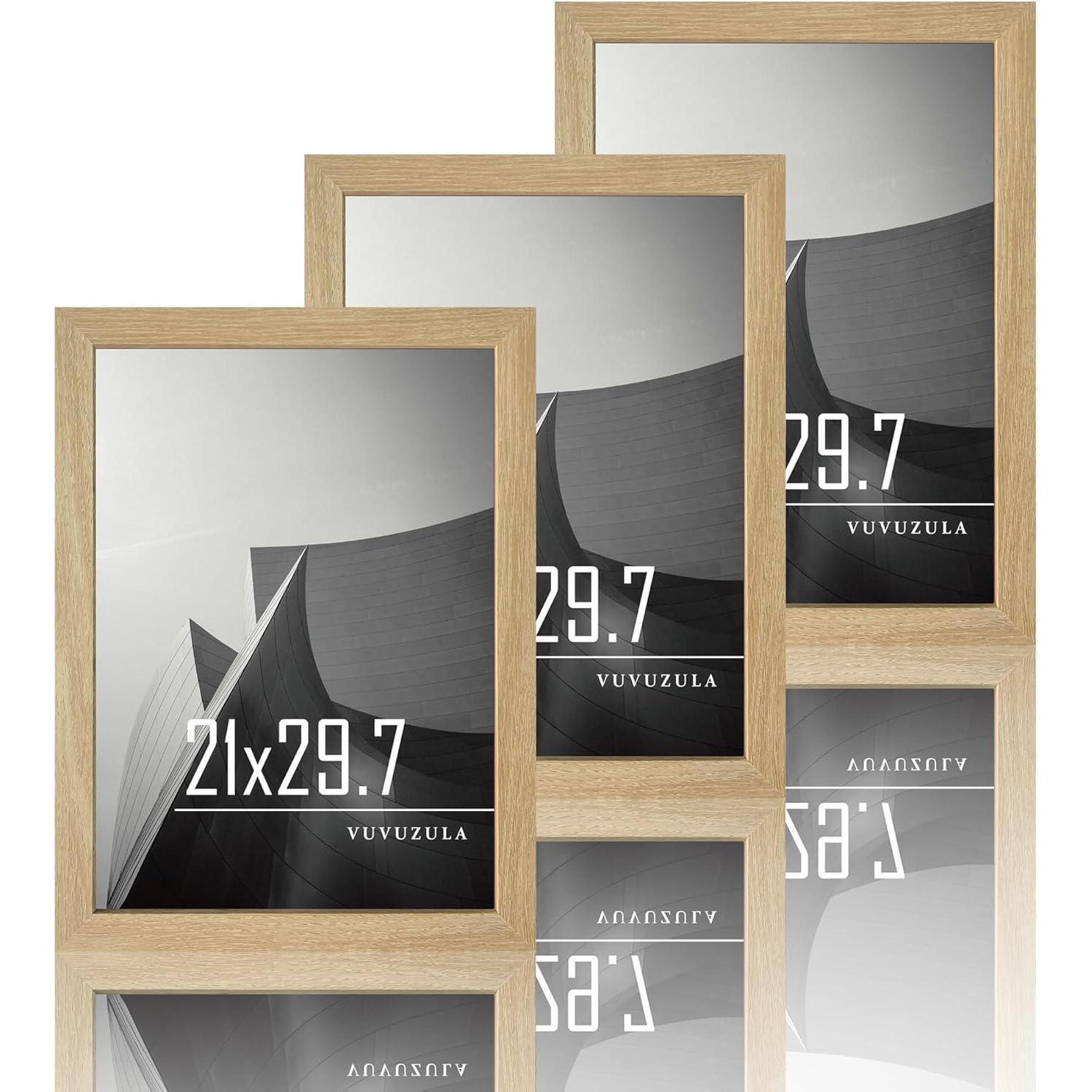 Bilderrahmen A4 Holz 21x30cm Natur Mdf 3er Set Mit Acrylglas Für Urkunden