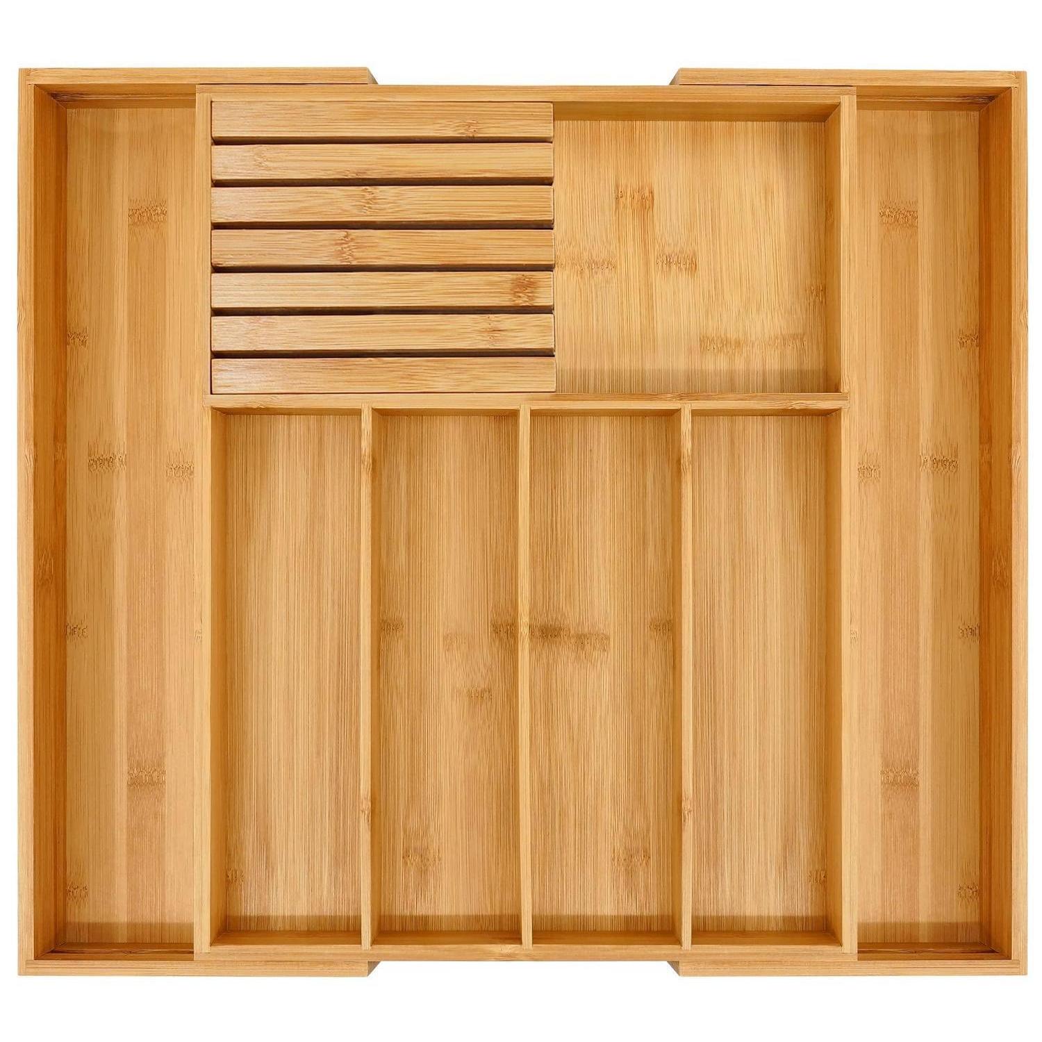 Erweiterbarer Bambus-besteckkasten Mit Messerblock 32-55 Cm Schubladen-organizer