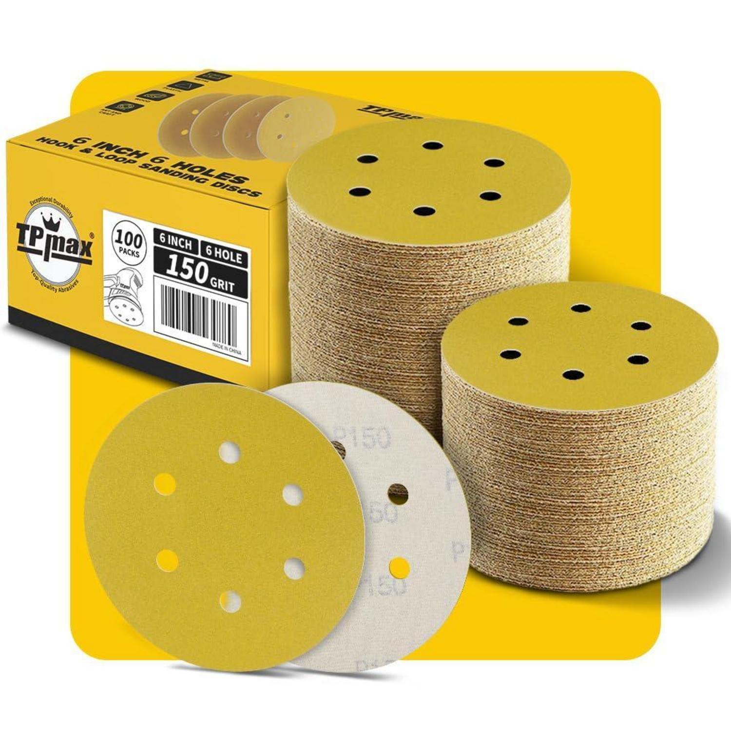 100x Schleifscheiben 150mm Klett 6 Loch 150 Körnung Für Exzenterschleifer