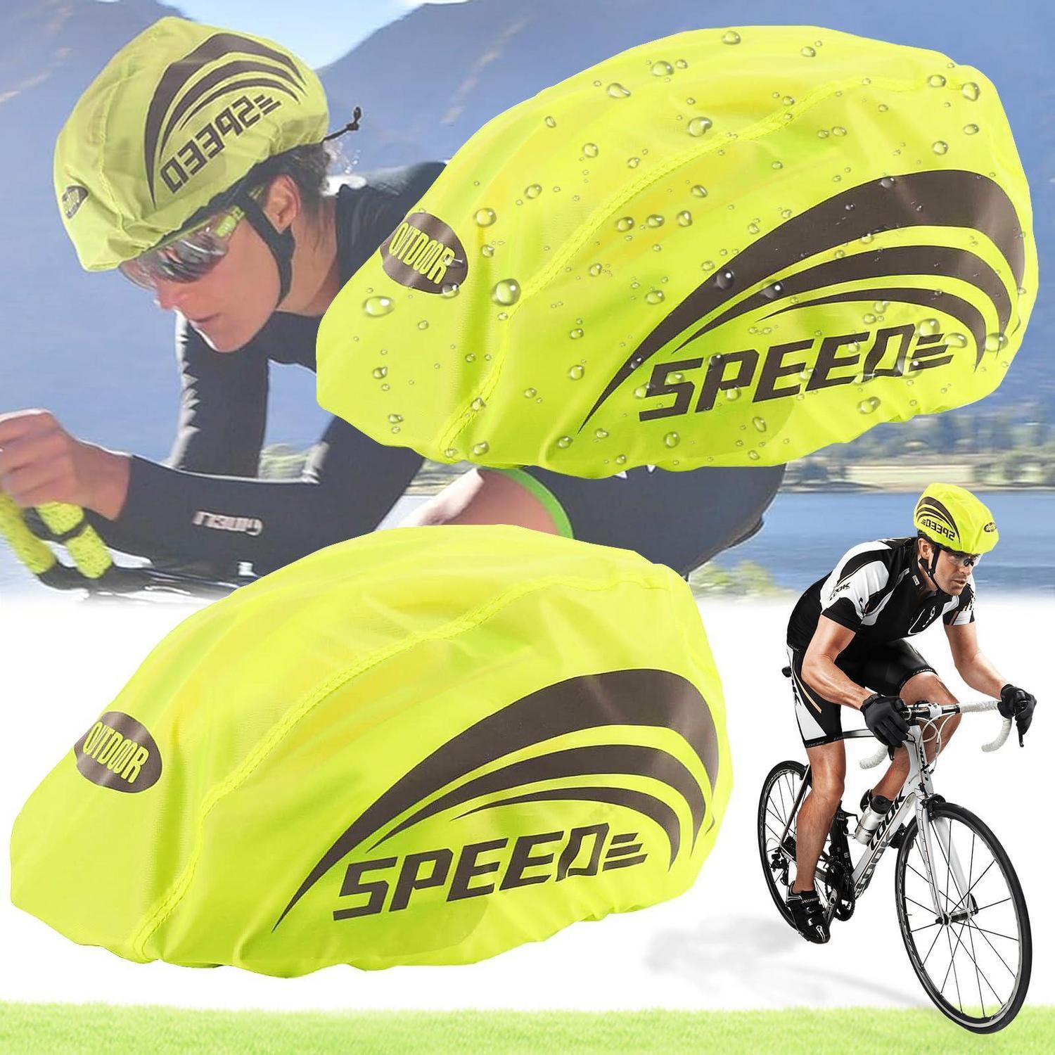 2x Fahrradhelm Regenschutz Reflektierend Wasserdicht Fluoreszenz Grün