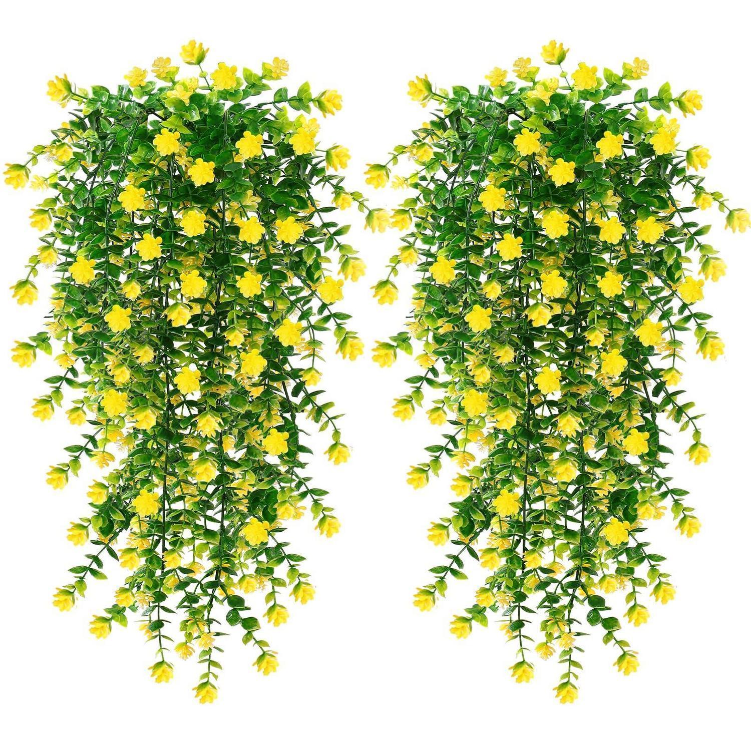 6er Set Hängepflanzen Künstlich Gelb 76cm Wetterfest Uv-beständig Für Balkon & Garten