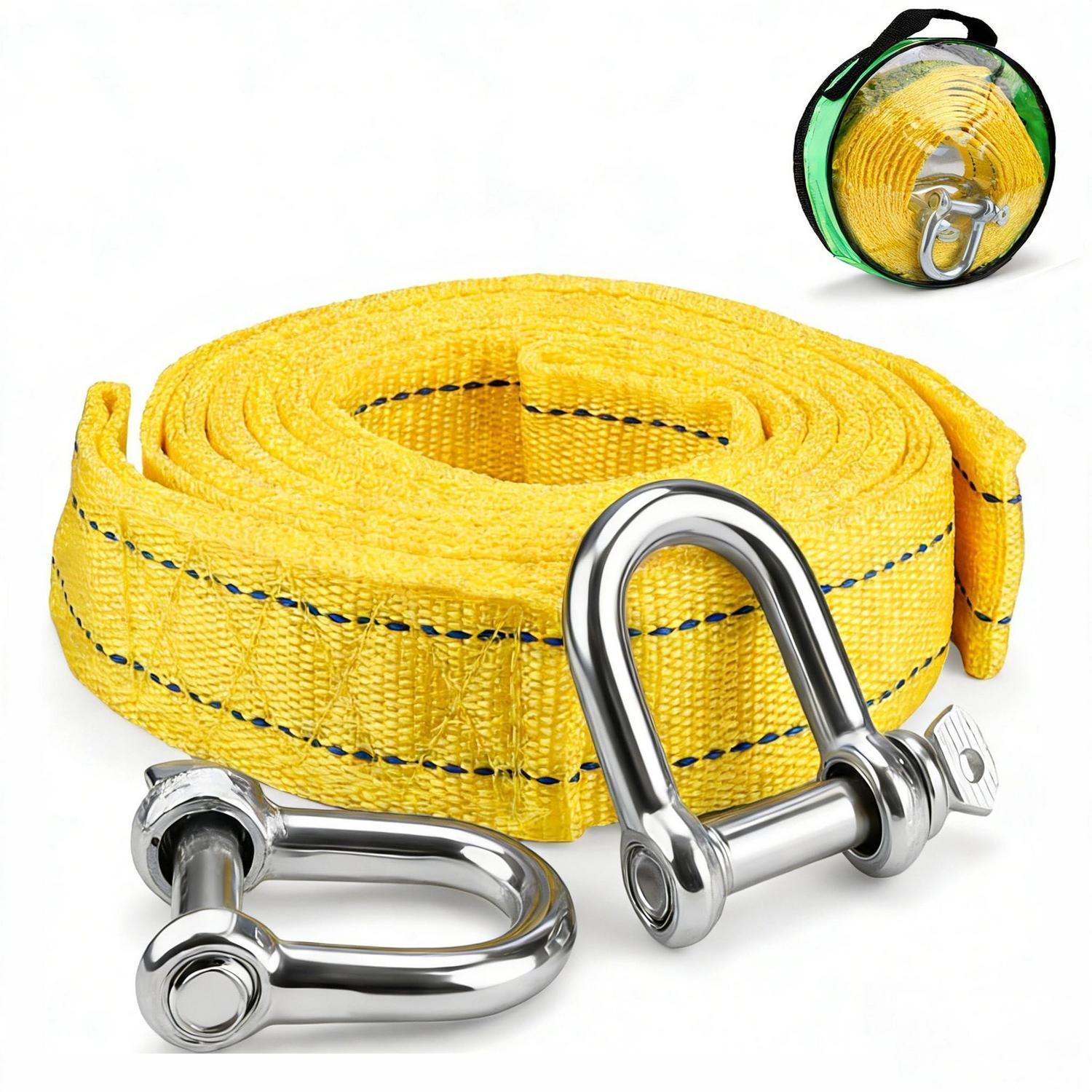 Abschleppseil 4m, 5 Tonnen, Mit 2 U-haken Und Tasche, Reflektierend