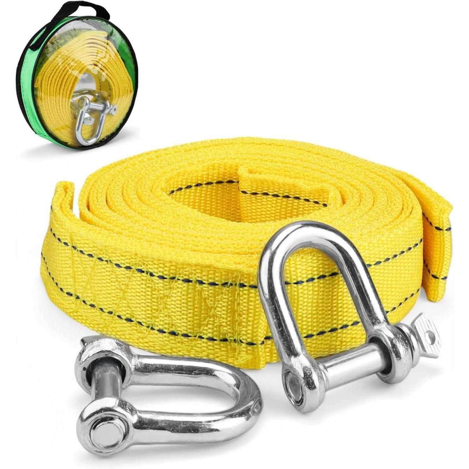 Abschleppseil 4m, 5 Tonnen Mit 2 U-haken Und Tasche