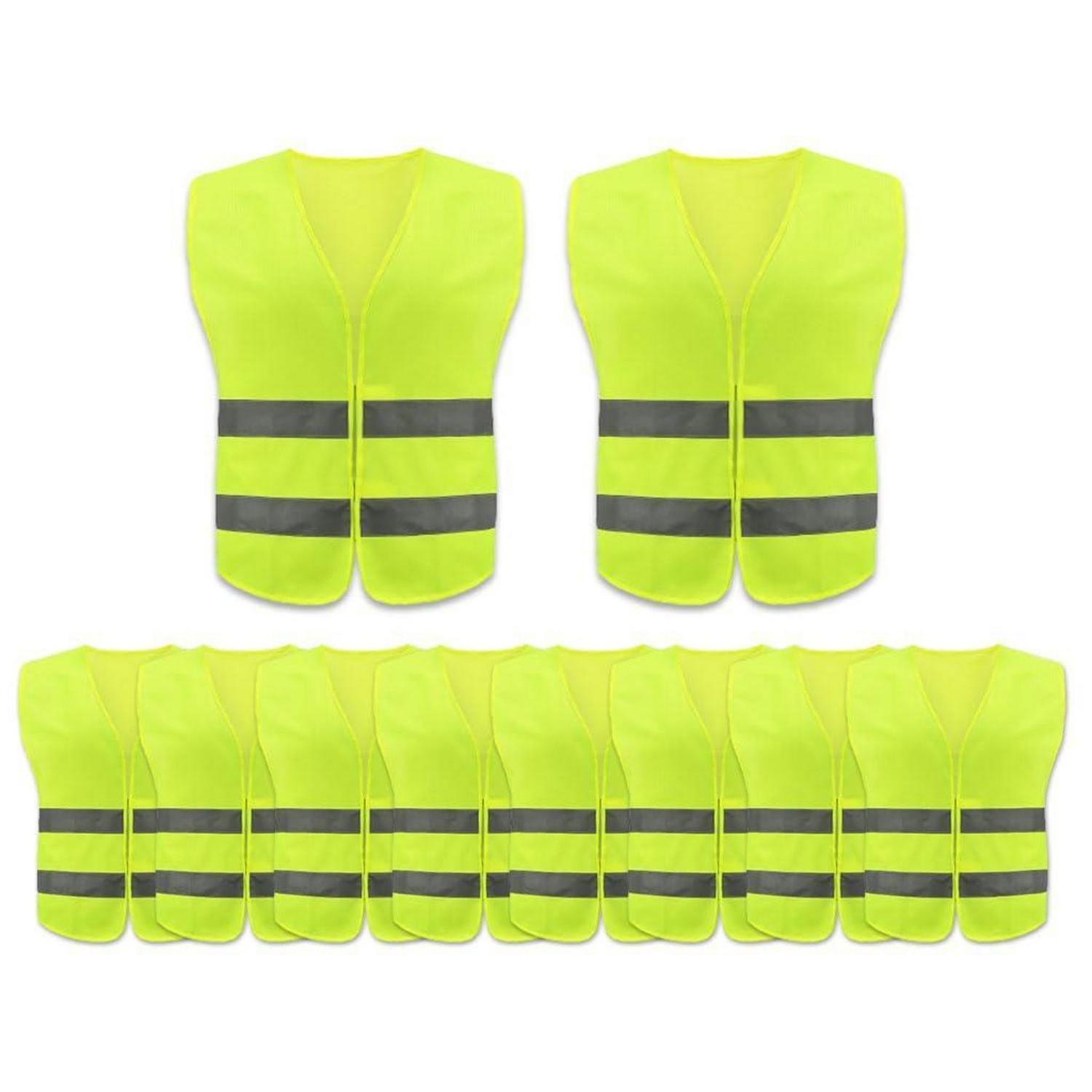 Warnwesten 10er-pack Mit 360° Reflexstreifen, Neon Gelb, Für Erwachsene