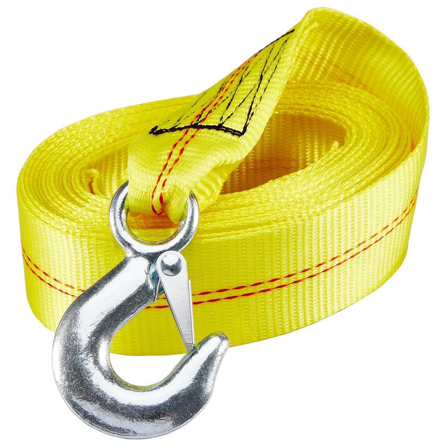 Abschleppgurt Mit Haken 5cm X 6m, 1,5 Tonnen, Gelb, Reflektierend