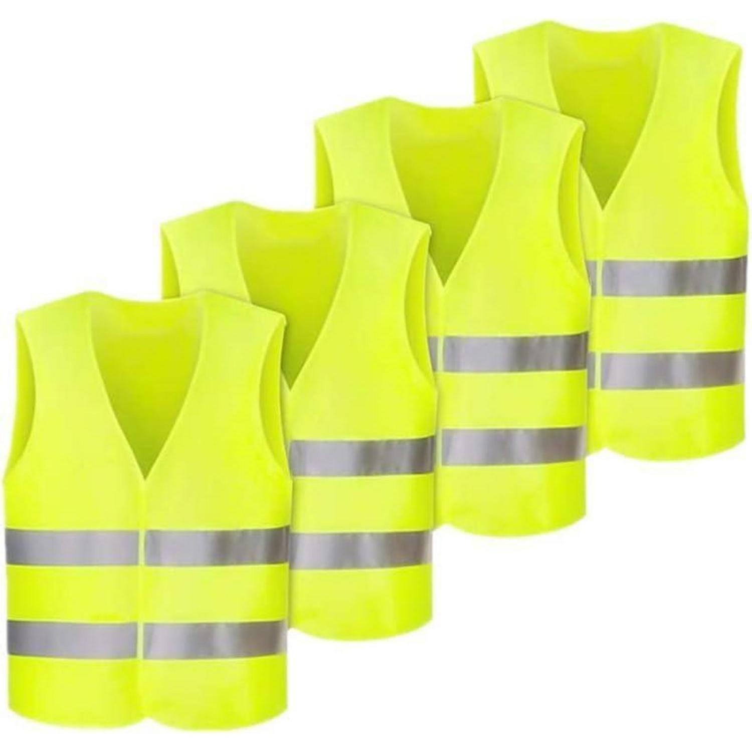 Warnwesten 4er Pack Mit 360° Reflexstreifen, Neon Gelb, Für Erwachsene