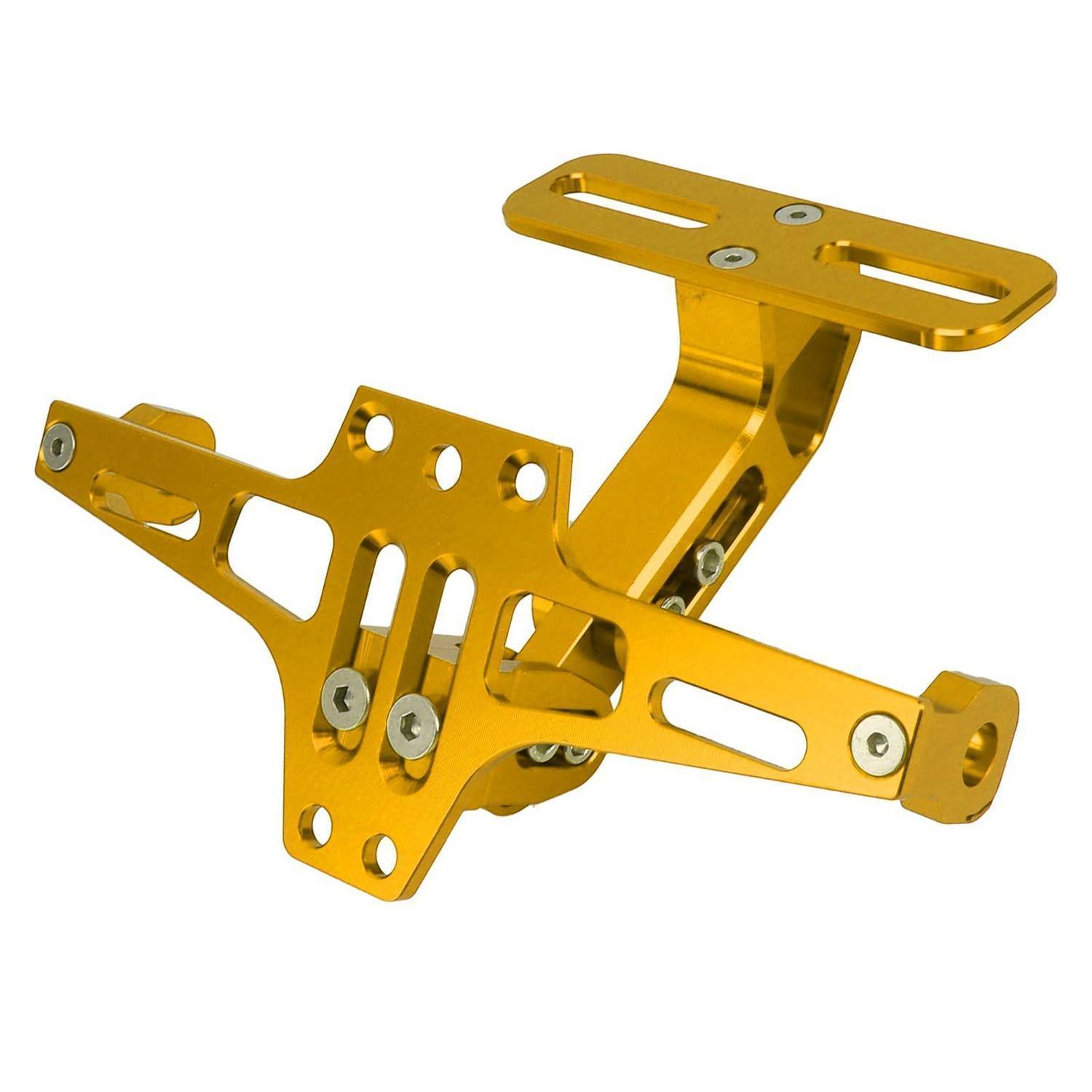 Motorrad Kennzeichenhalter Universal Aluminium Verstellbar Gold