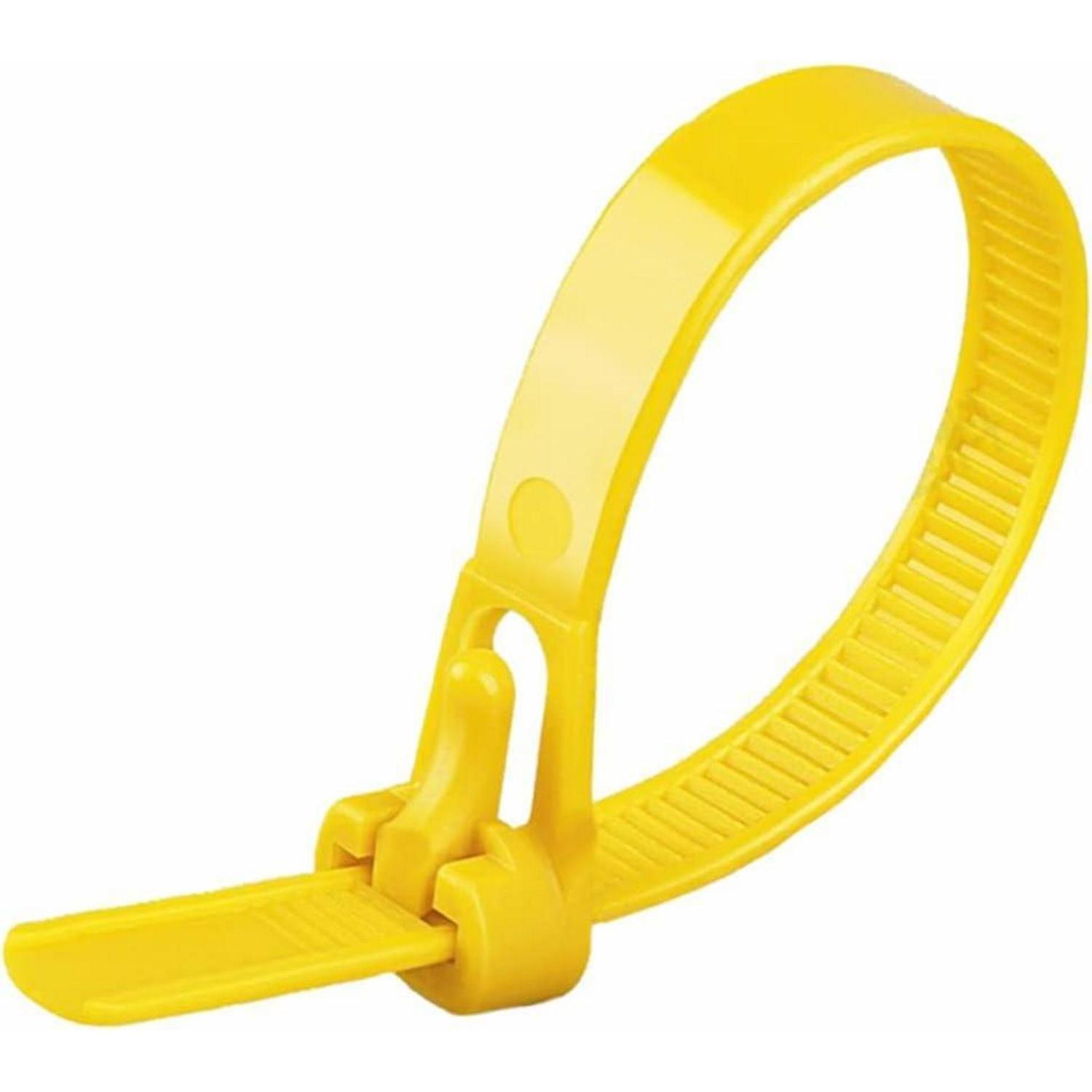 Wiederverschließbare Kabelbinder Gelb 300mm Uv-beständig Stark Nylon 100 Stück