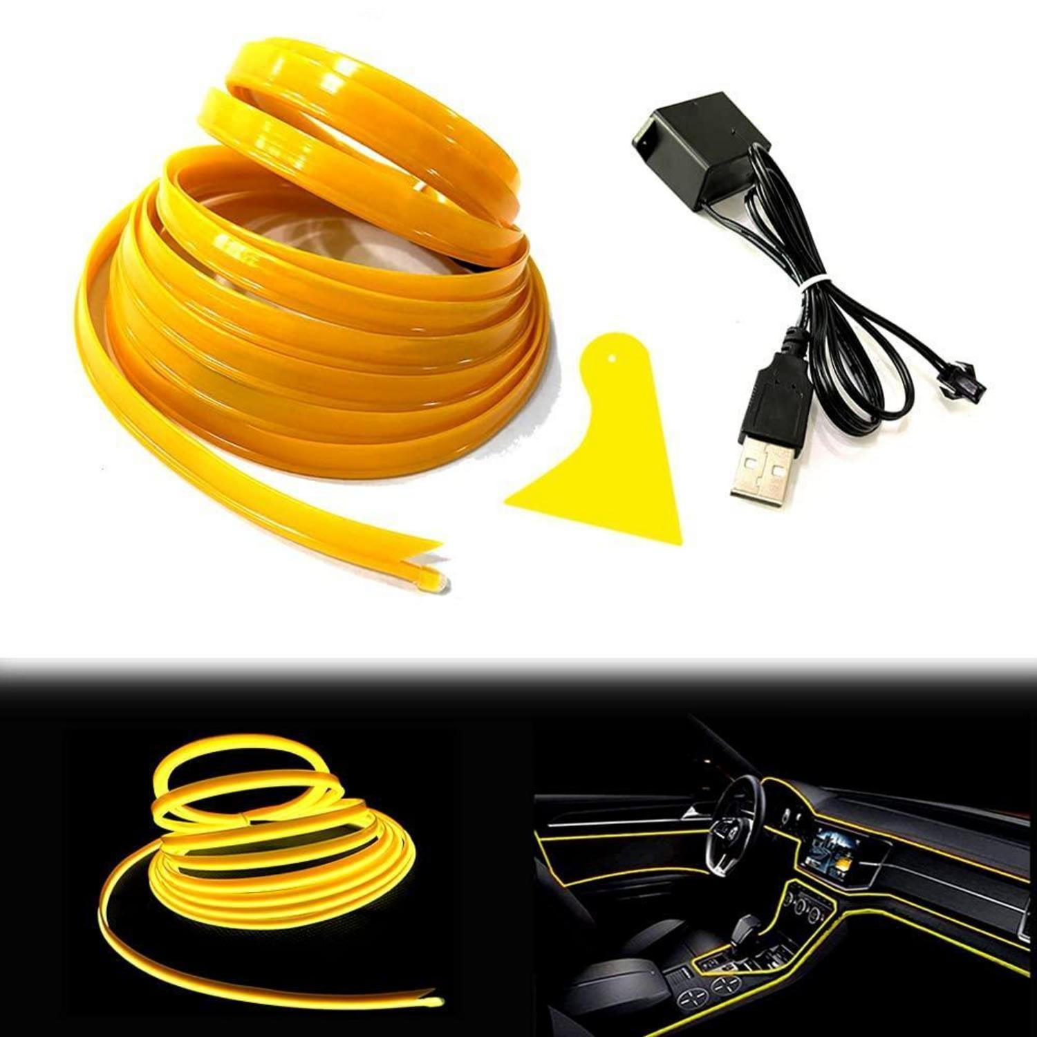 El-draht Gelb 3m Usb Neonlichtröhre Für Auto Innenraum Deko