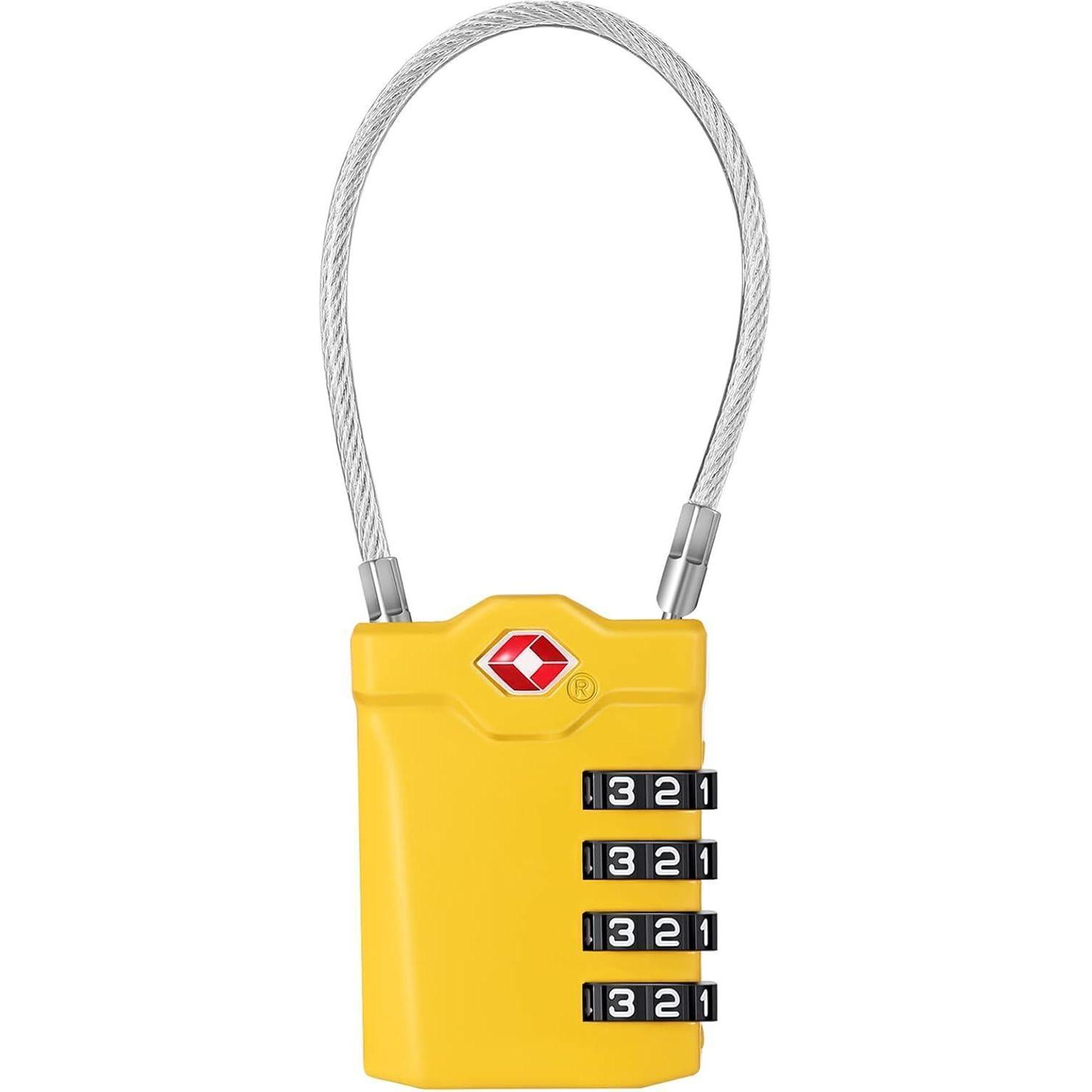 Tsa Zahlenschloss 4-stellig Mit Flexiblem Kabel, Gelb