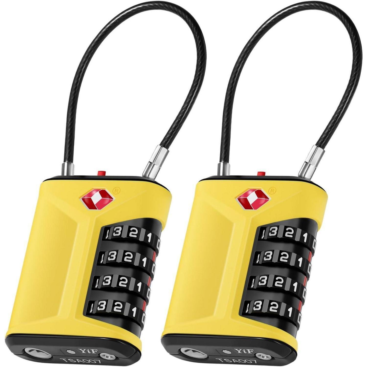 Tsa Gepäckschloss Mit 4-stelligem Zahlenschloss, Flexibles Kabel, 2 Stück, Gelb