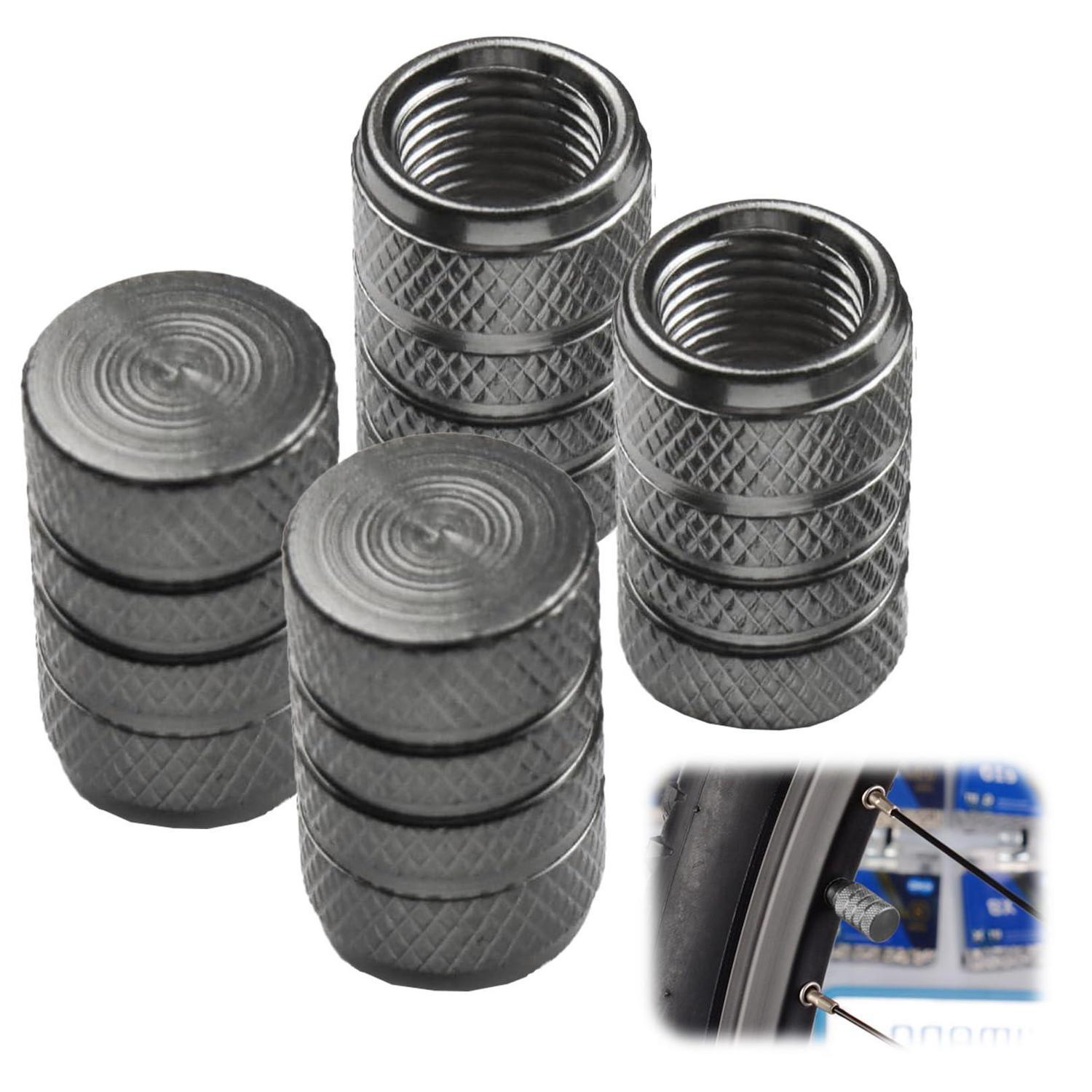 4x Aluminium Ventilkappen Grau Für Schrader Ventile, Auto, Motorrad, Fahrrad