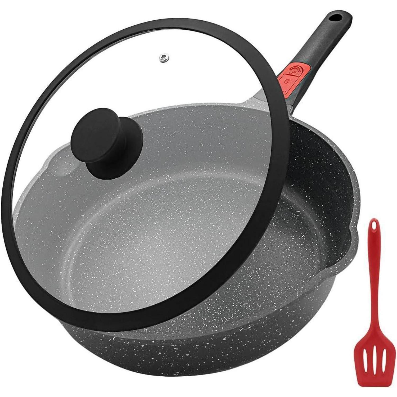Bratpfanne Mit Deckel 28cm, Antihaft, Abnehmbarer Griff, Für Alle Herdarten