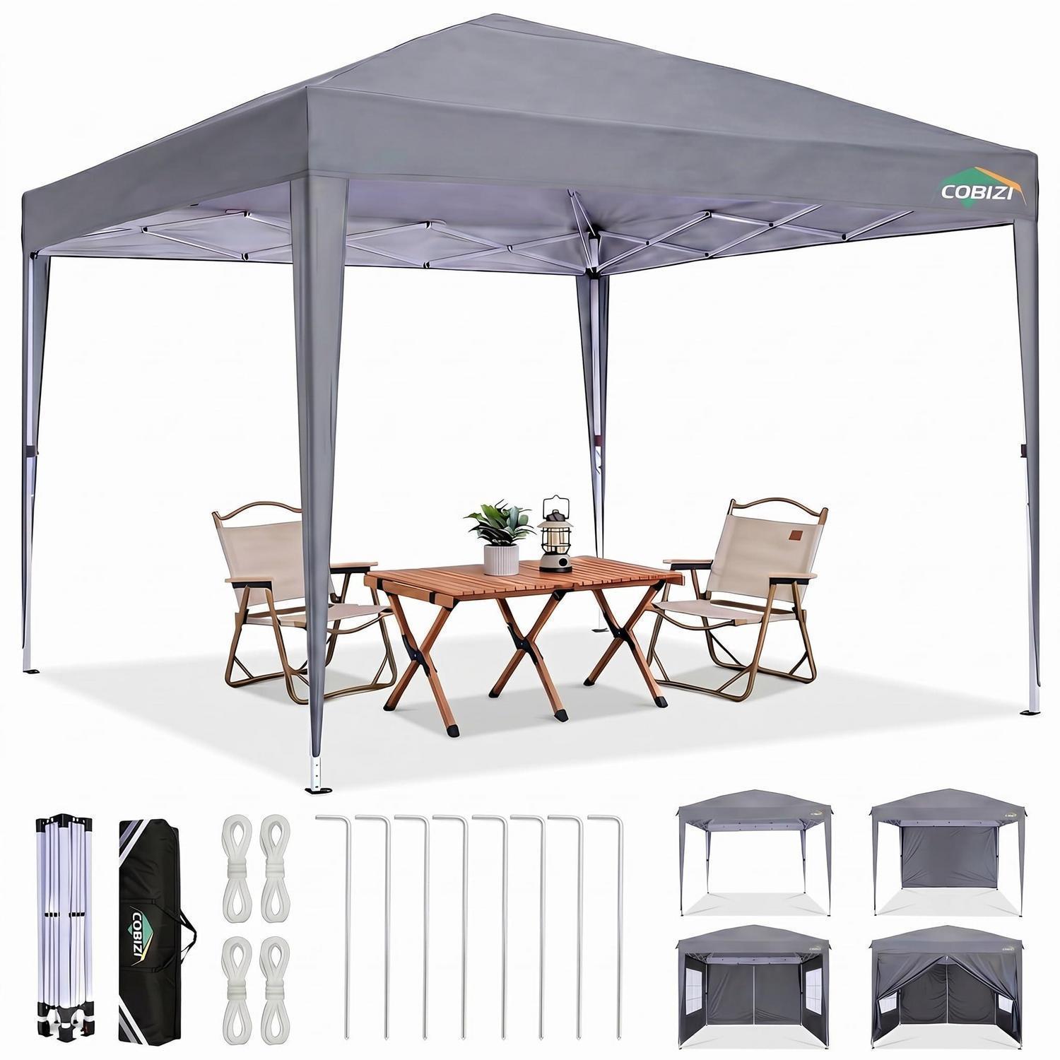 Faltpavillon 3x3m Wasserdicht, Stabil, Winterfest Mit 4 Seitenwänden, Uv-schutz, Höhenverstellbar